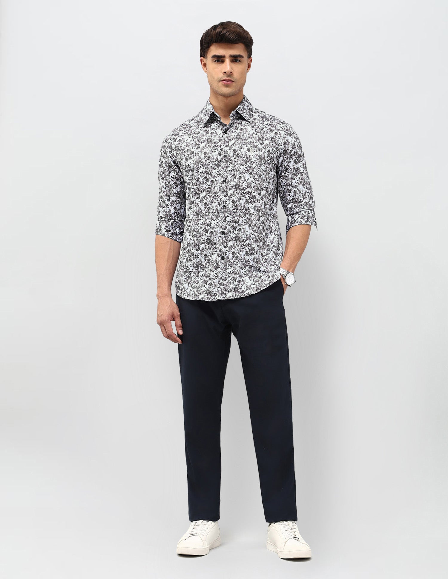 Floral Printed Satin Shirt Brown - U.S. POLO ASSN. | Large