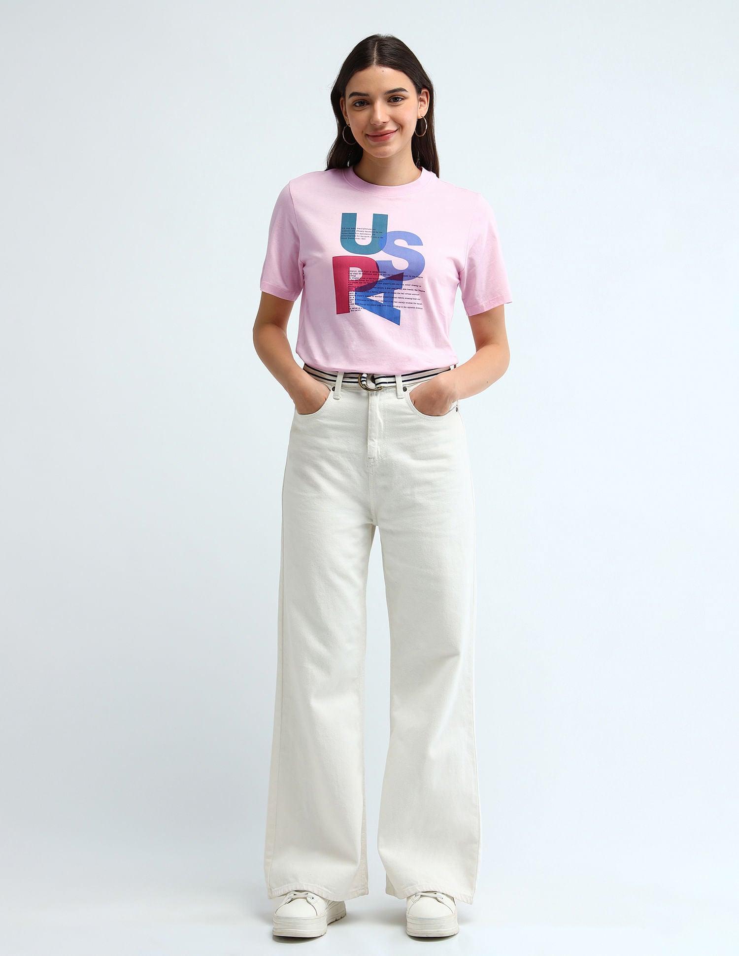 Boxy Fit Typographic T-Shirt Light Pink - U.S. POLO ASSN. | Large