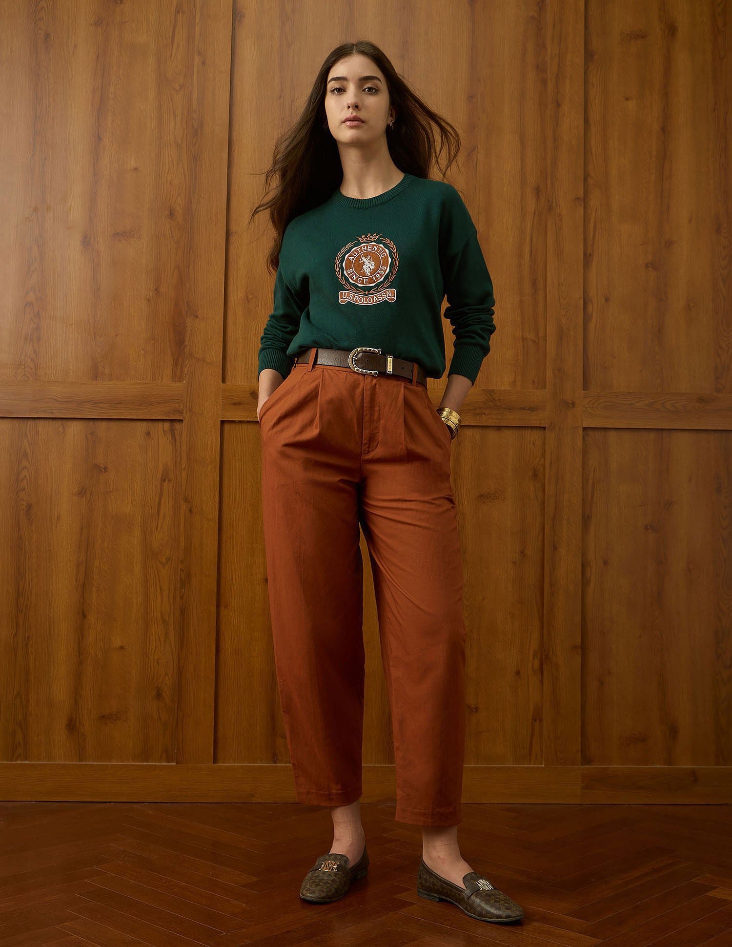 Drop Shoulder Relaxed Fit Sweater Green - U.S. POLO ASSN. | Large