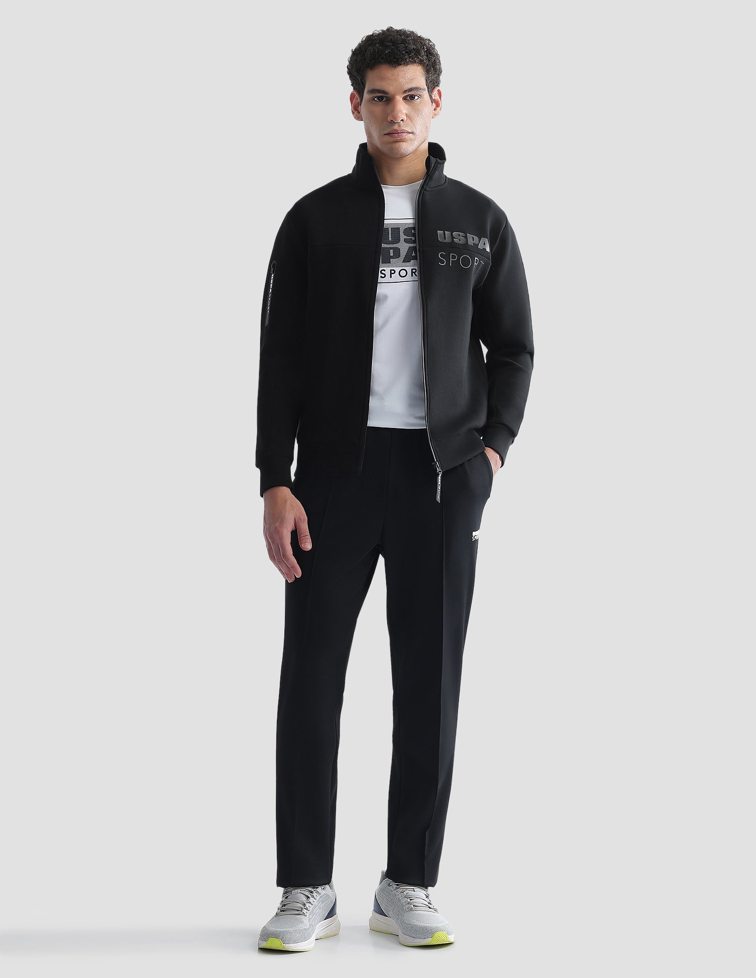 Regular Fit Zipper Active Sweatshirt Black - U.S. Polo Assn. India | Large