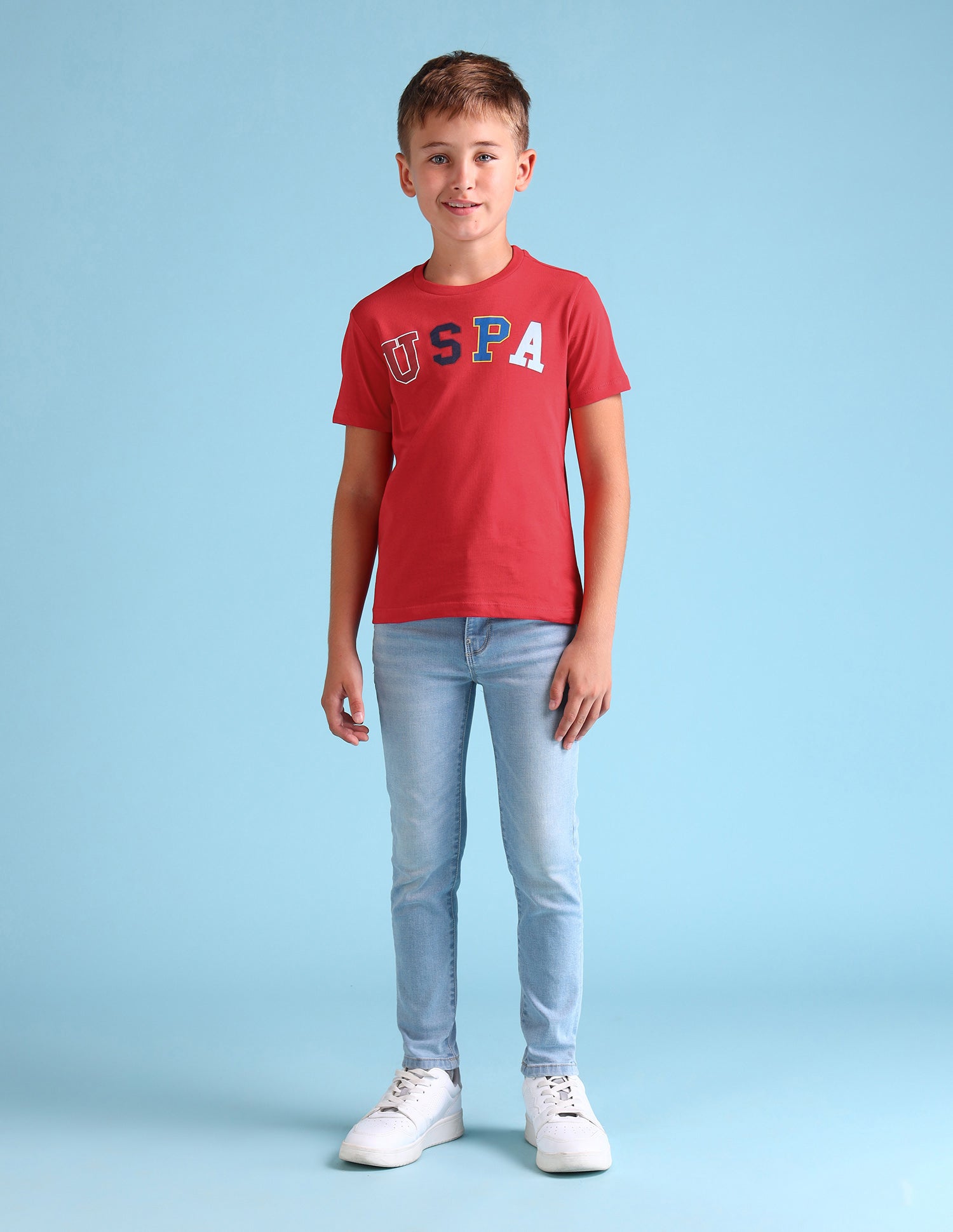 Boys Brand Printed Regular Fit T-Shirt Maroon - U.S. POLO ASSN. | Large