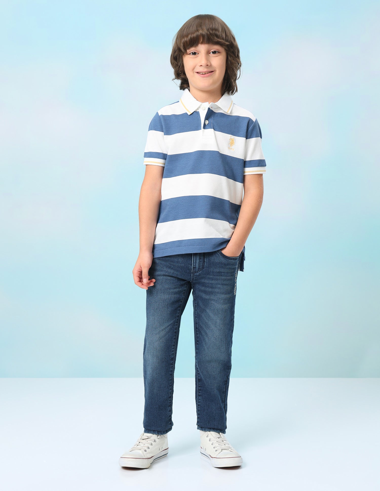Horizontal Striped Regular Fit Polo Shirt Blue - U.S. Polo Assn. India | Large