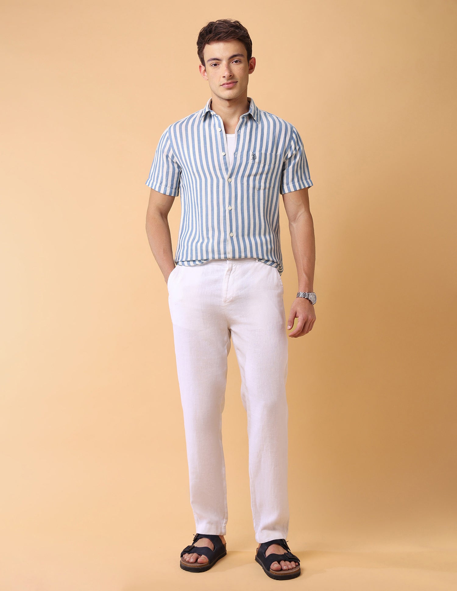 Vertical Striped Regular Fit Shirt Blue - U.S. Polo Assn. India | Large