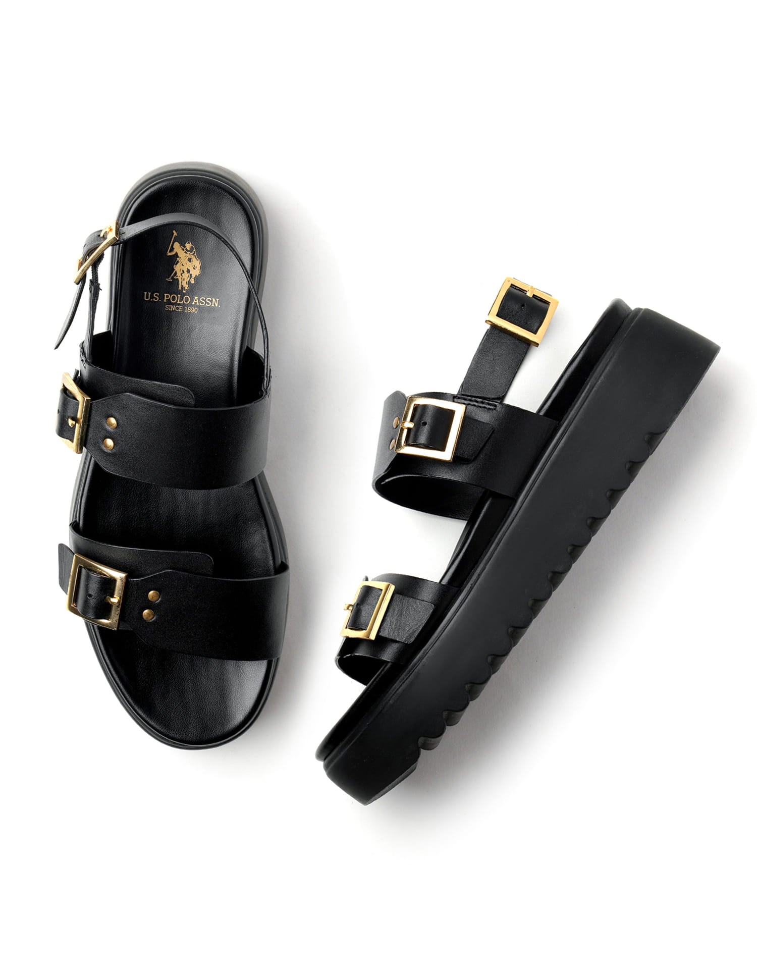 Men Maisie Open Toe Sandals Black - U.S. Polo Assn. India | Large