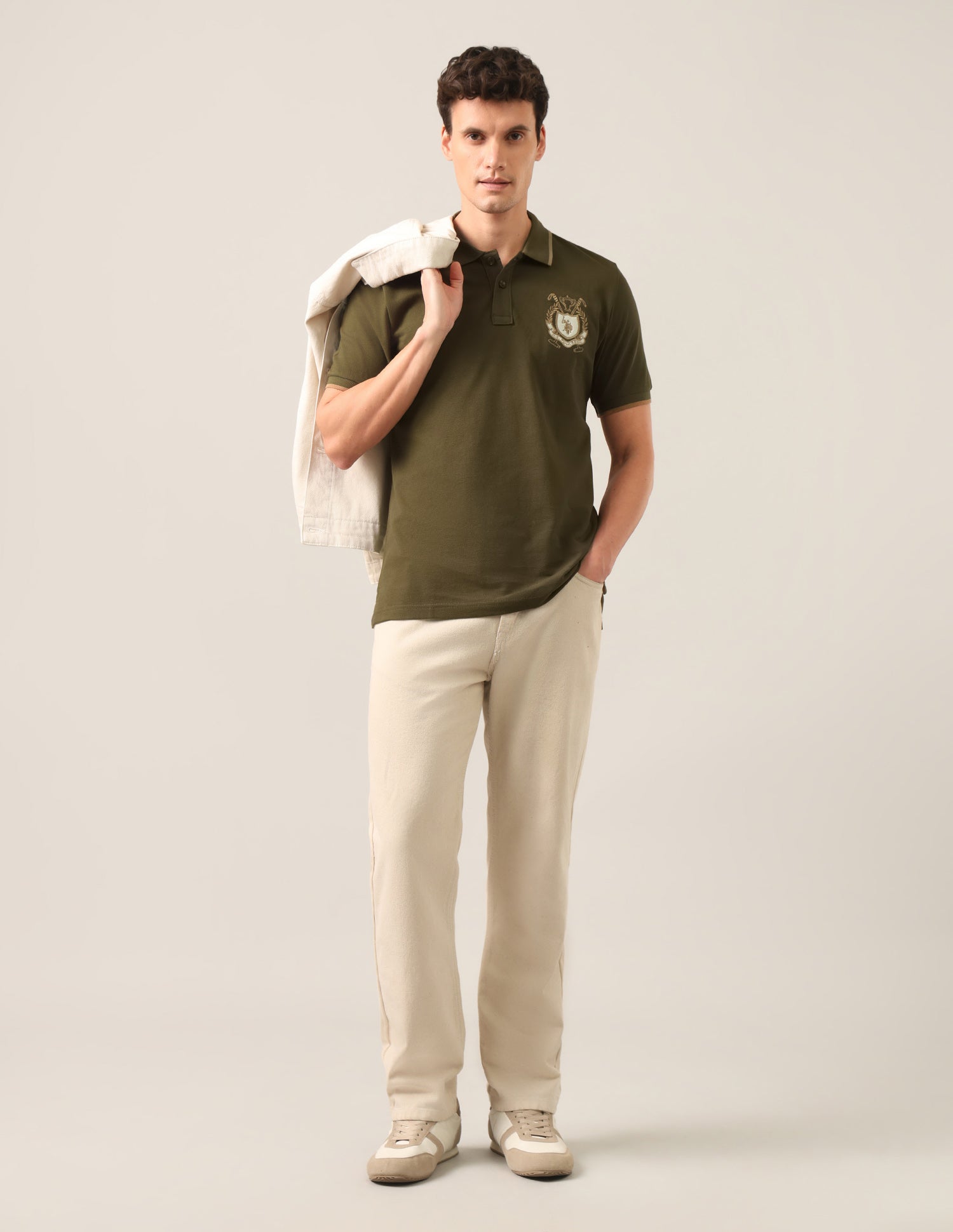 Solid Slim Fit Polo Shirt Olive - U.S. Polo Assn. India | Large