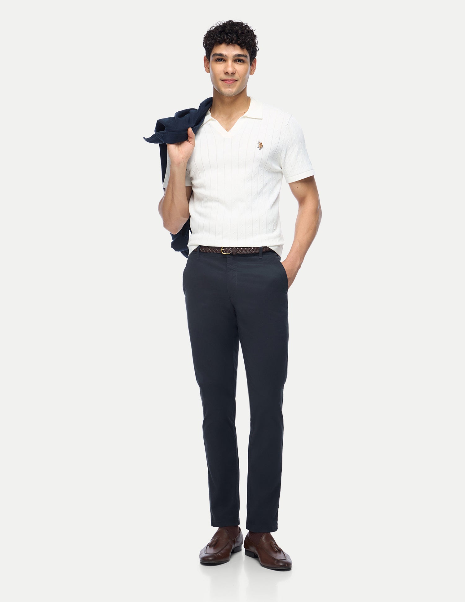 Austin Trim Regular Fit Twill Trousers Navy - U.S. Polo Assn. India | Large