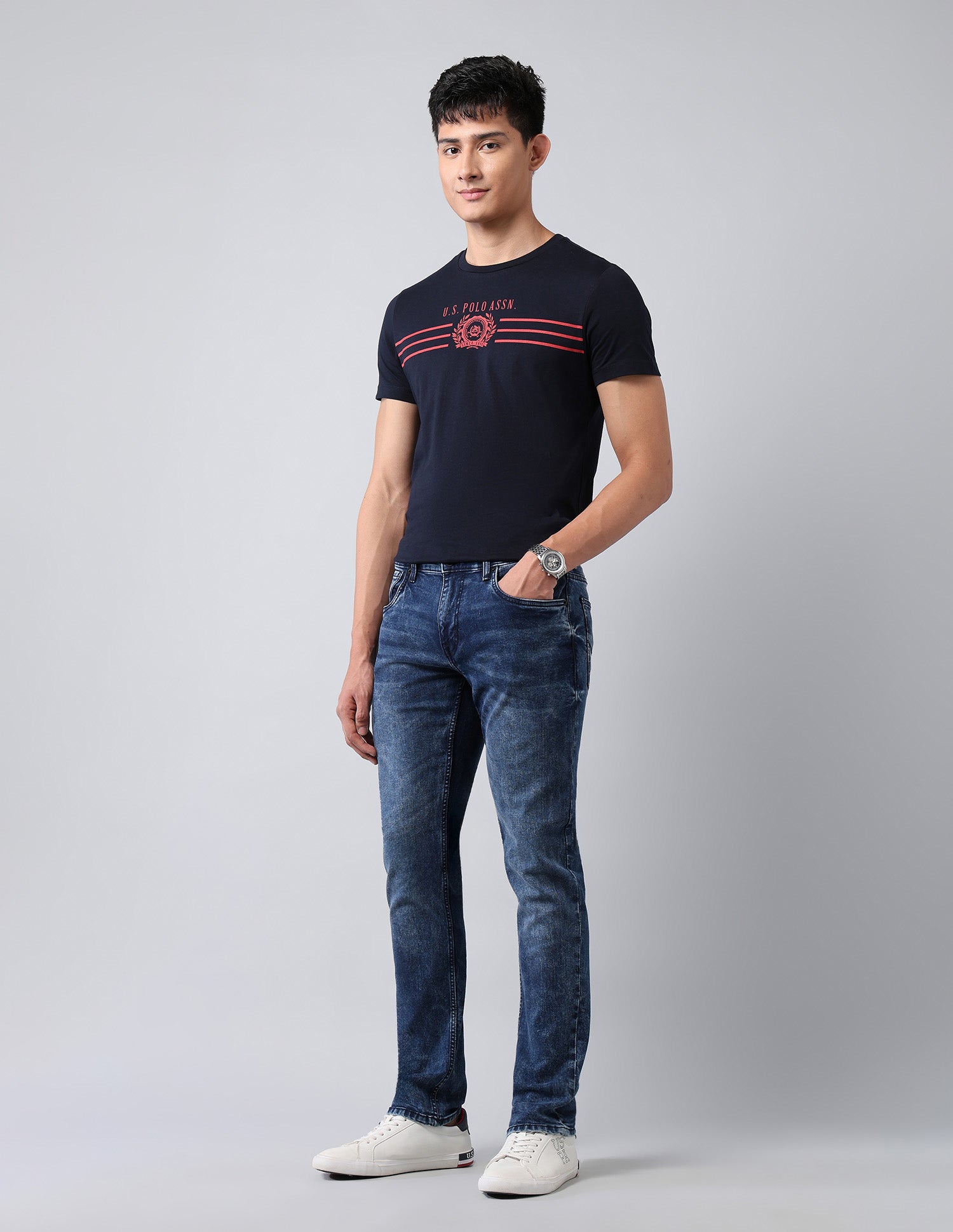 Brandon Slim Tapered Fit Blue Jeans Blue - U.S. POLO ASSN. | Large