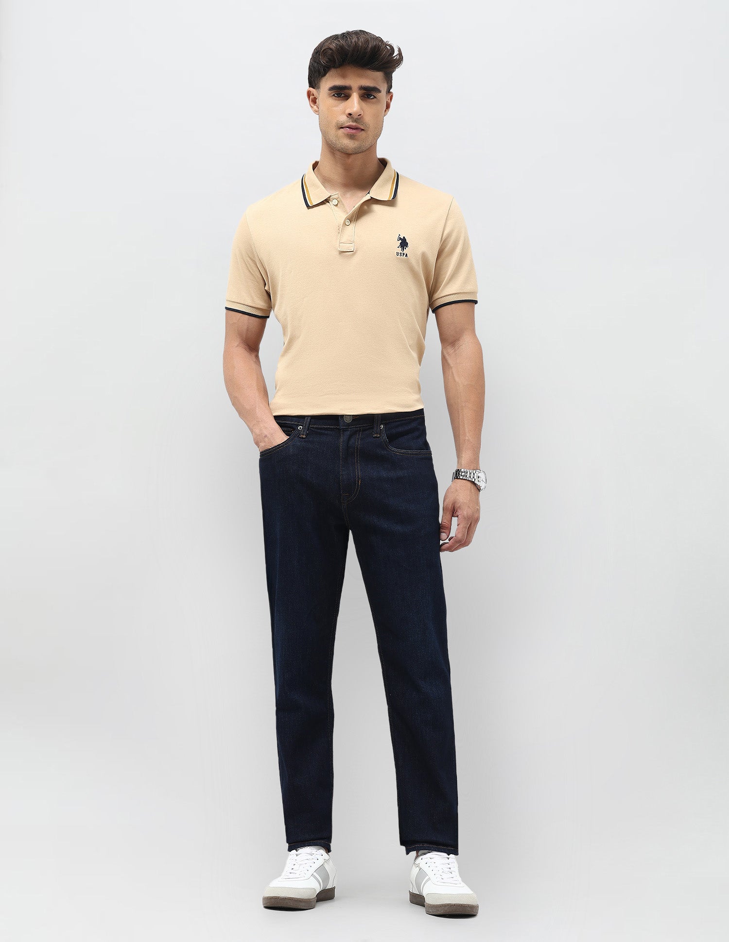 Cole Comfort Cropped Fit Blue Jeans Dark Wash - U.S. POLO ASSN. | Large