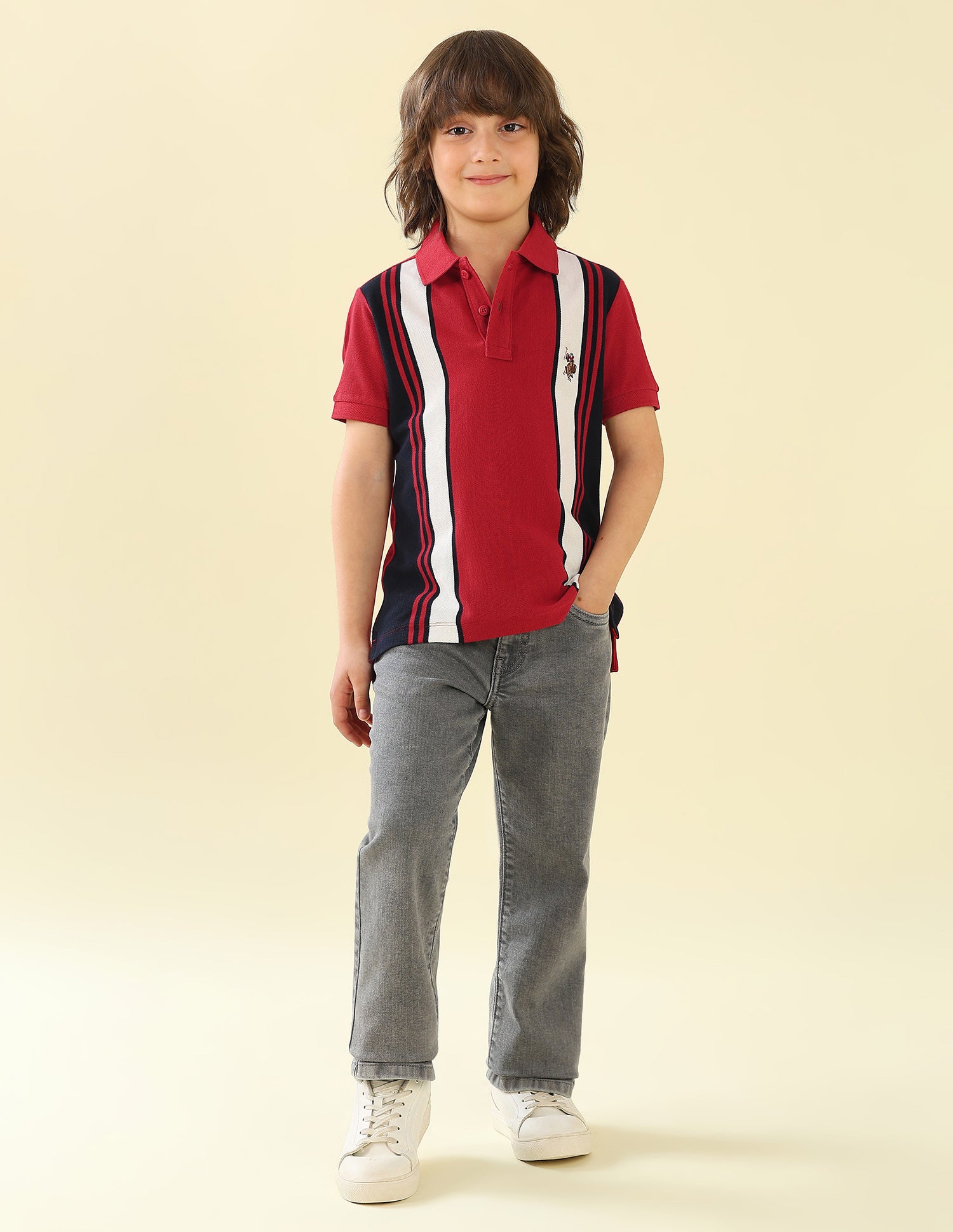 Vertical Striped Regular Fit Polo Shirt Red - U.S. Polo Assn. India | Large