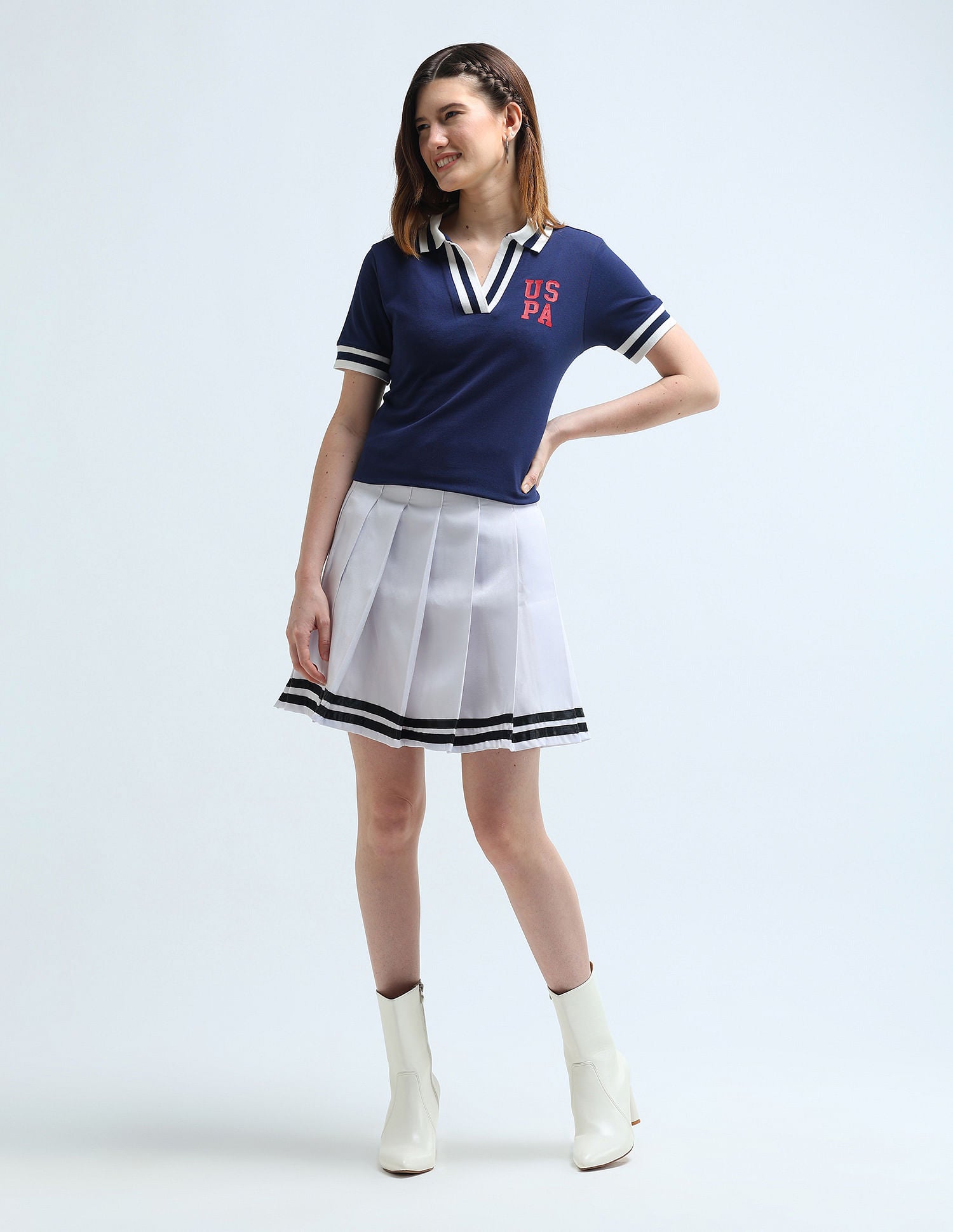 Broad Tipped Collar Solid Polo Shirt Navy - U.S. POLO ASSN. | Large