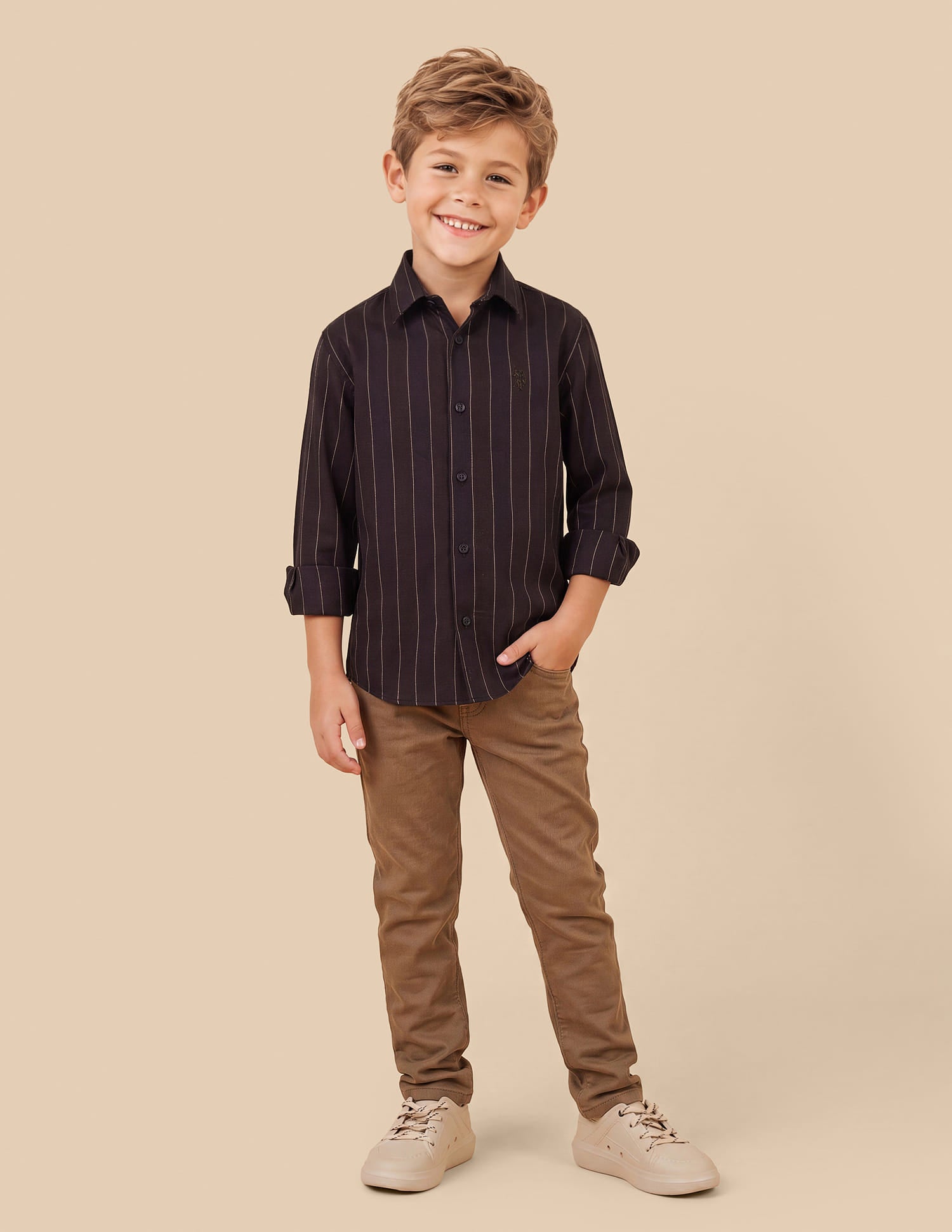 Vertical Striped Regular Fit Shirt Purple - U.S. Polo Assn. India | Large