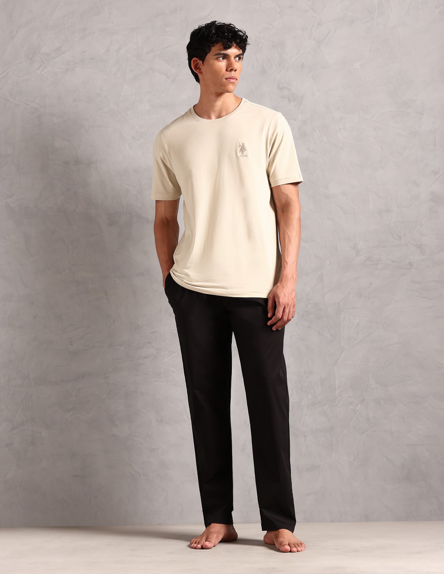 Relaxed Fit Solid LP003 Lounge Pants - Pack Of 1 Black - U.S. Polo Assn. India | Large