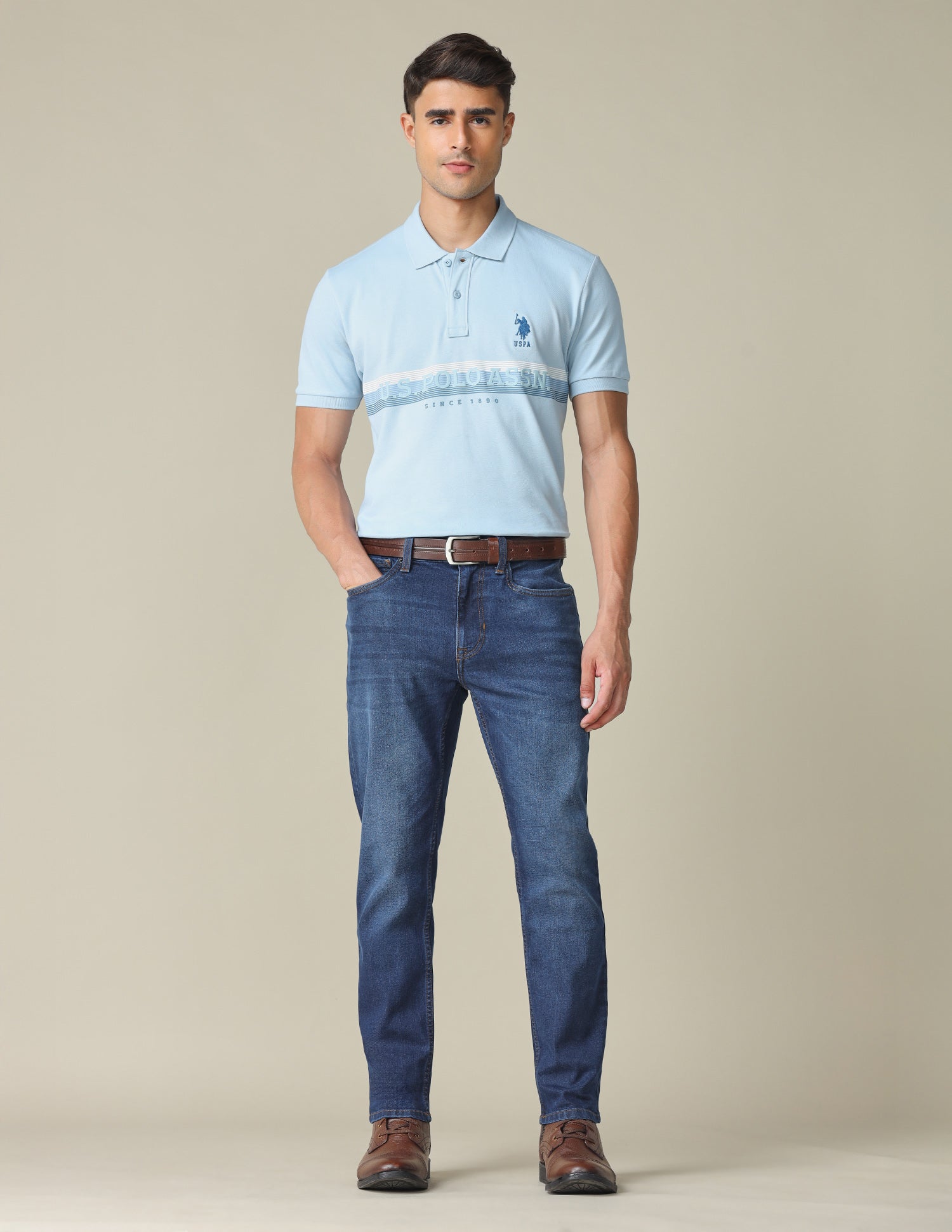 Cole Comfort Cropped Fit Mid Rise Jeans Jeans Dark Indigo - U.S. POLO ASSN. | Large