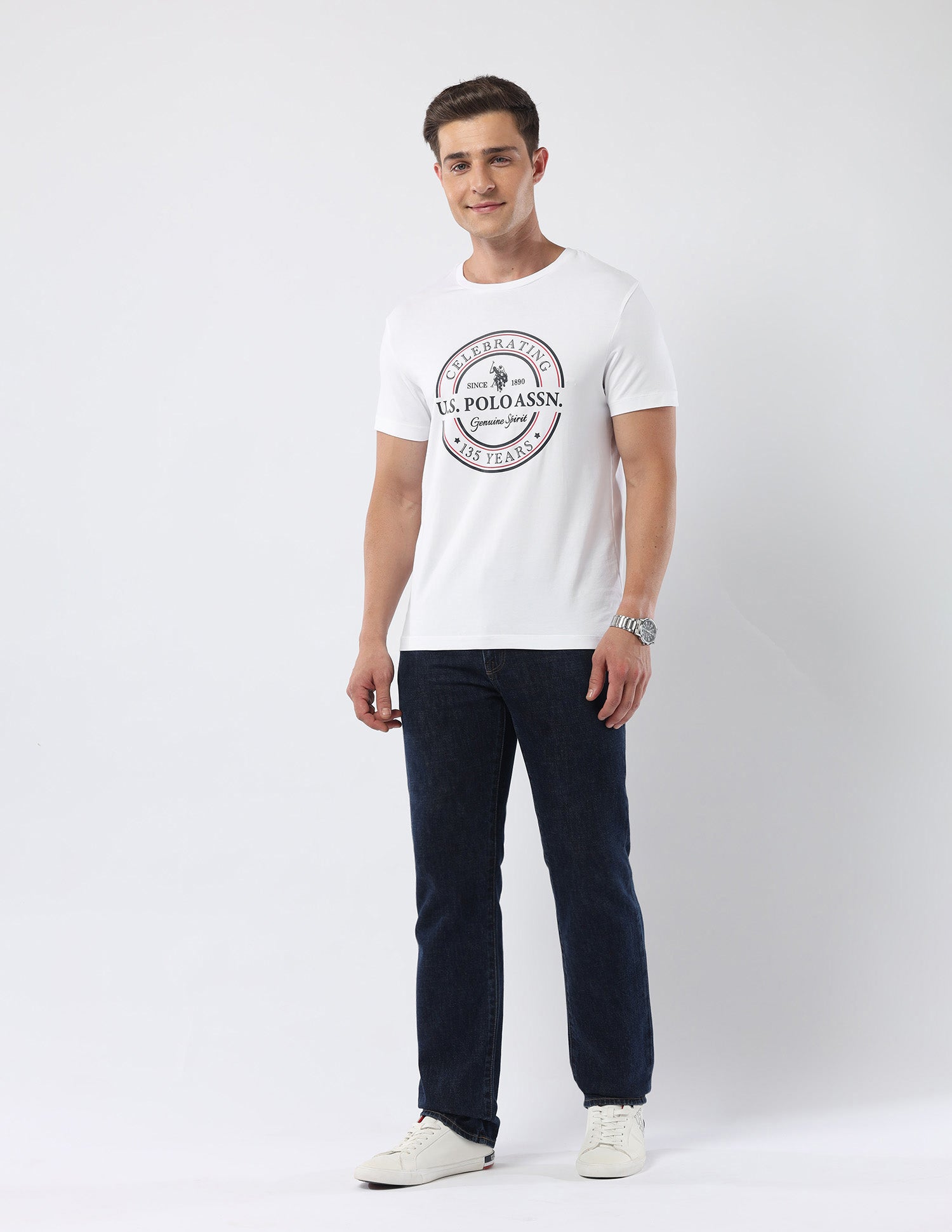 Brand Printed 135 Anniversary T-Shirt White - U.S. Polo Assn. India | Large