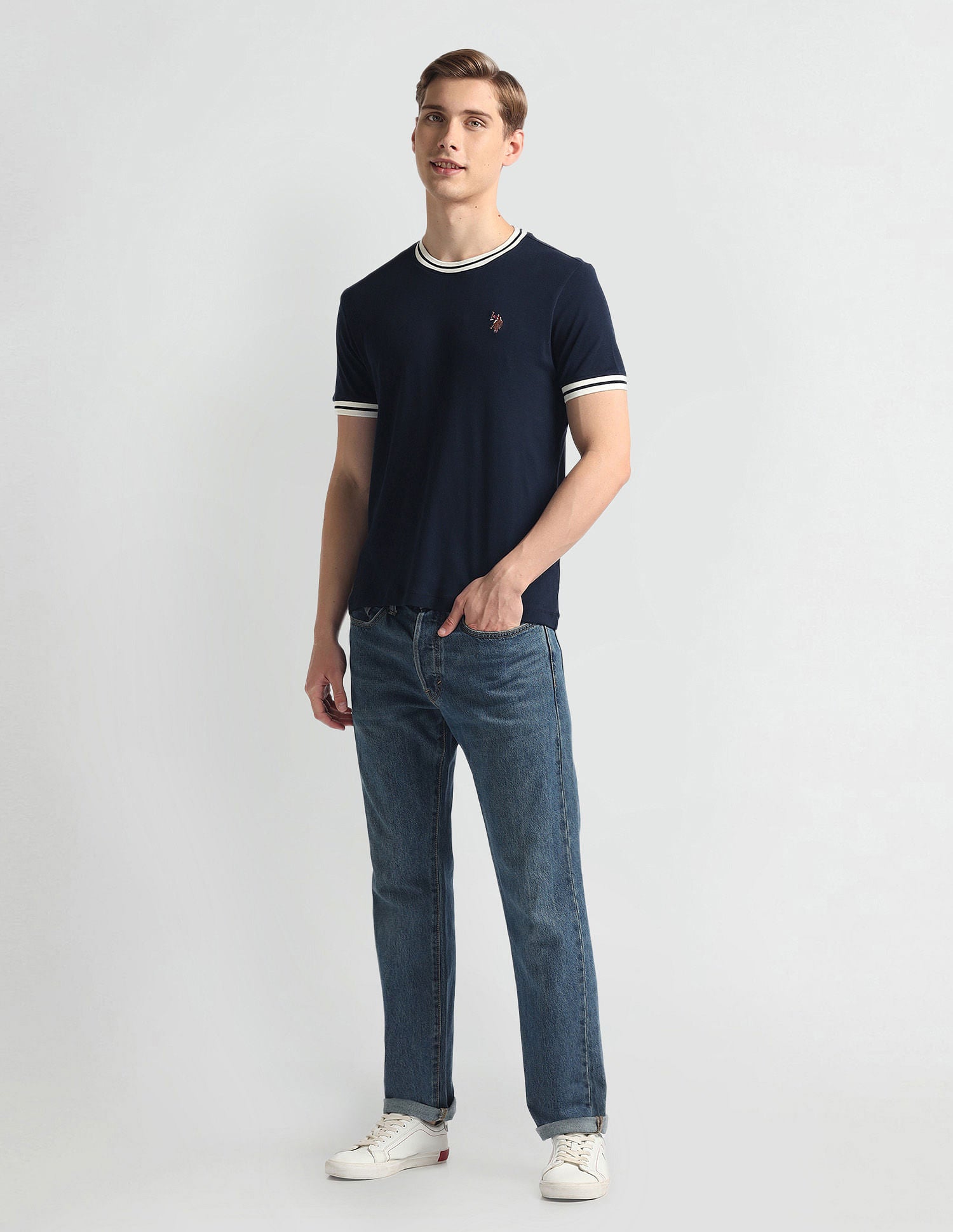Crew Neck Solid T-Shirt Navy - U.S. Polo Assn. India | Large