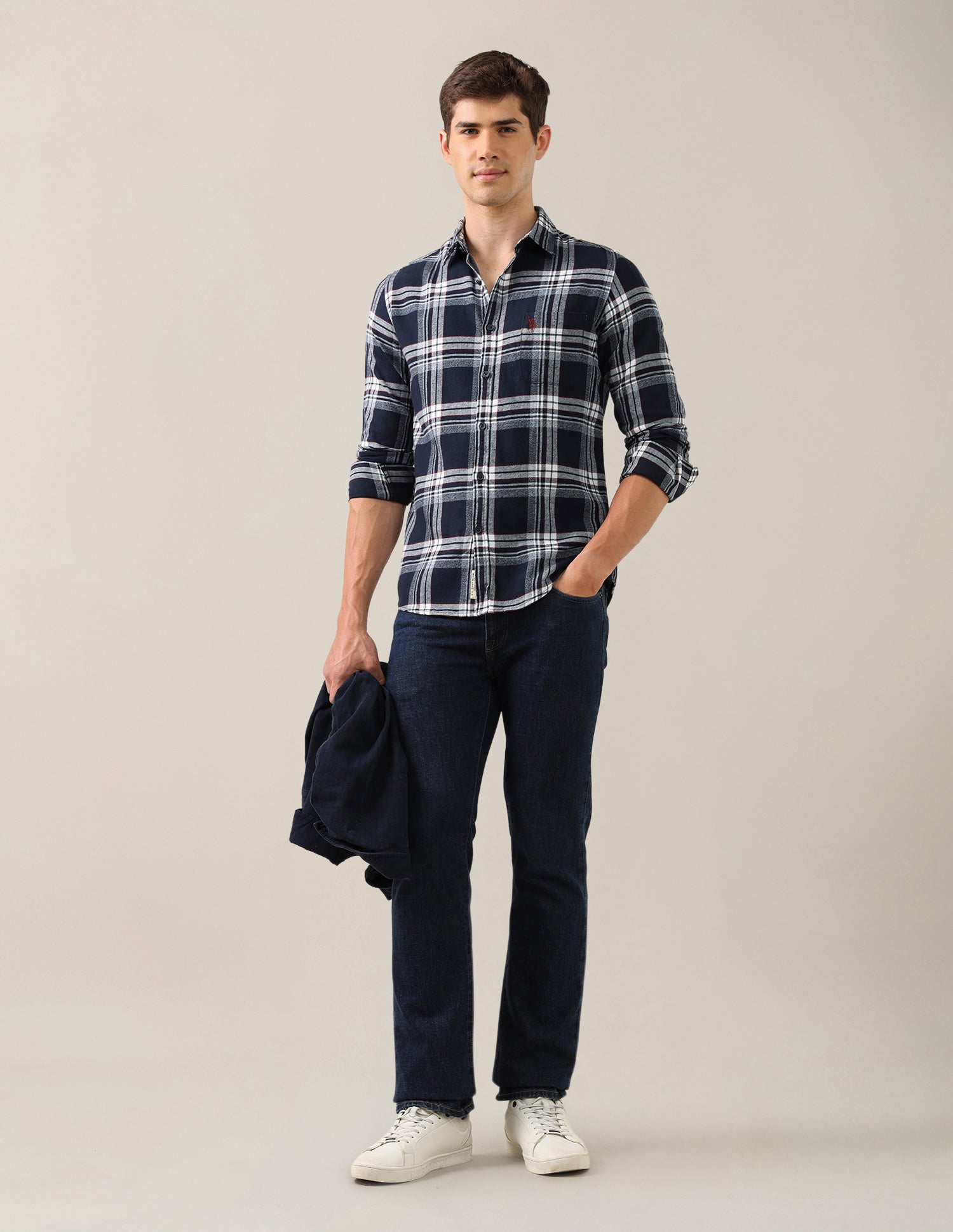 Twill Regular Fit Shirt Navy - U.S. Polo Assn. India | Large