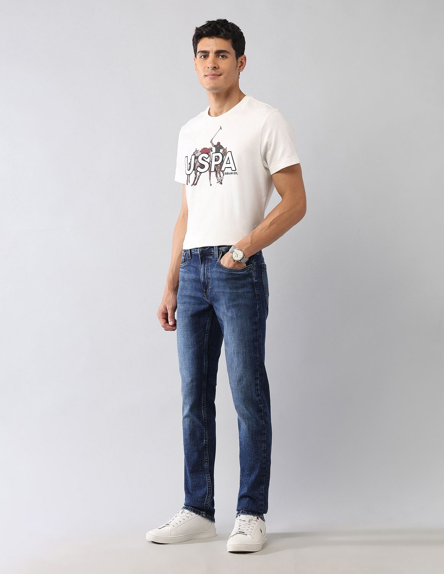Regallo Skinny Fit Blue Jeans Blue - U.S. Polo Assn. India | Large
