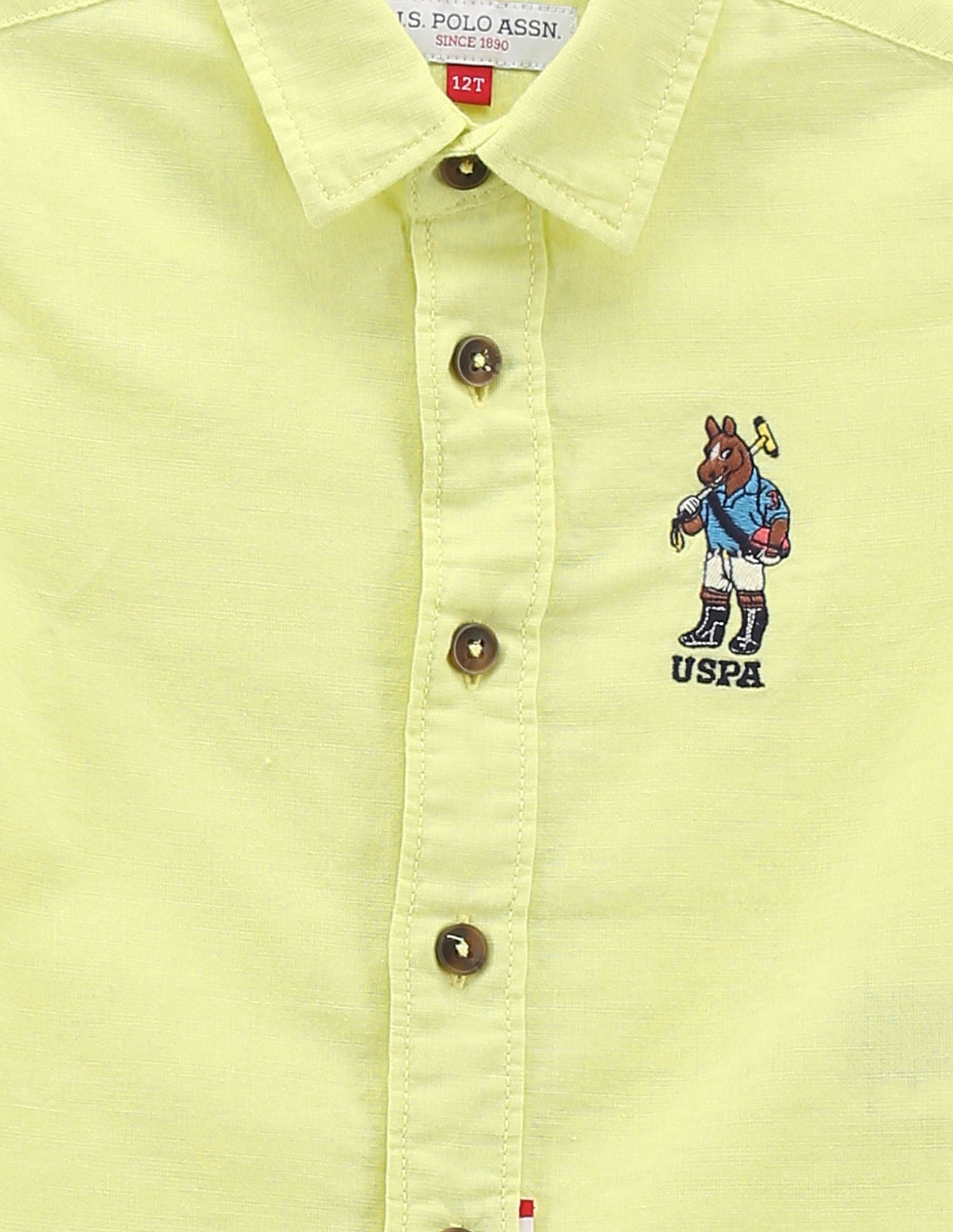 Boys Spread Collar Solid Shirt Green - U.S. Polo Assn. India | Large