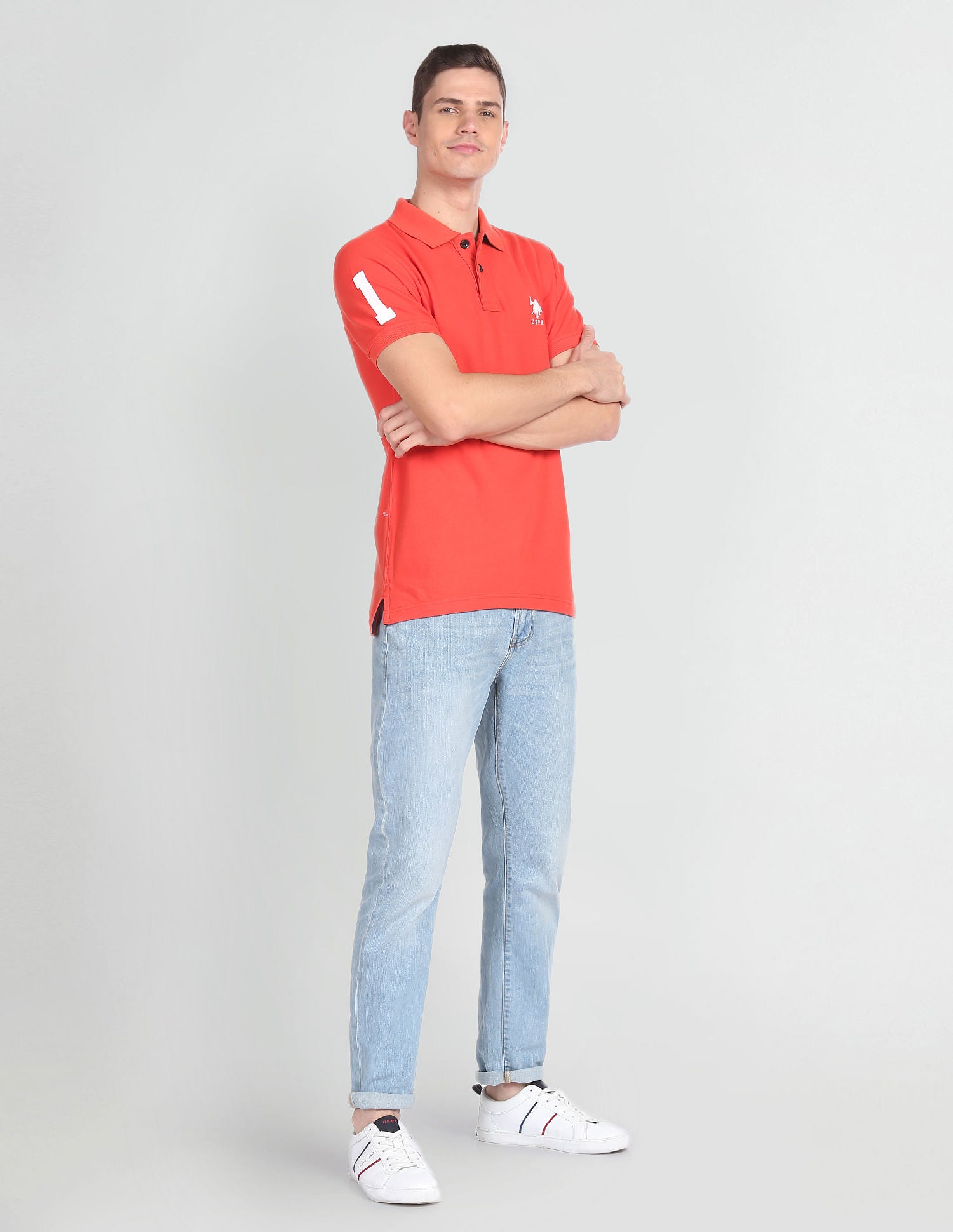 Solid Muscle Fit Polo Shirt Orange - U.S. Polo Assn. India | Large