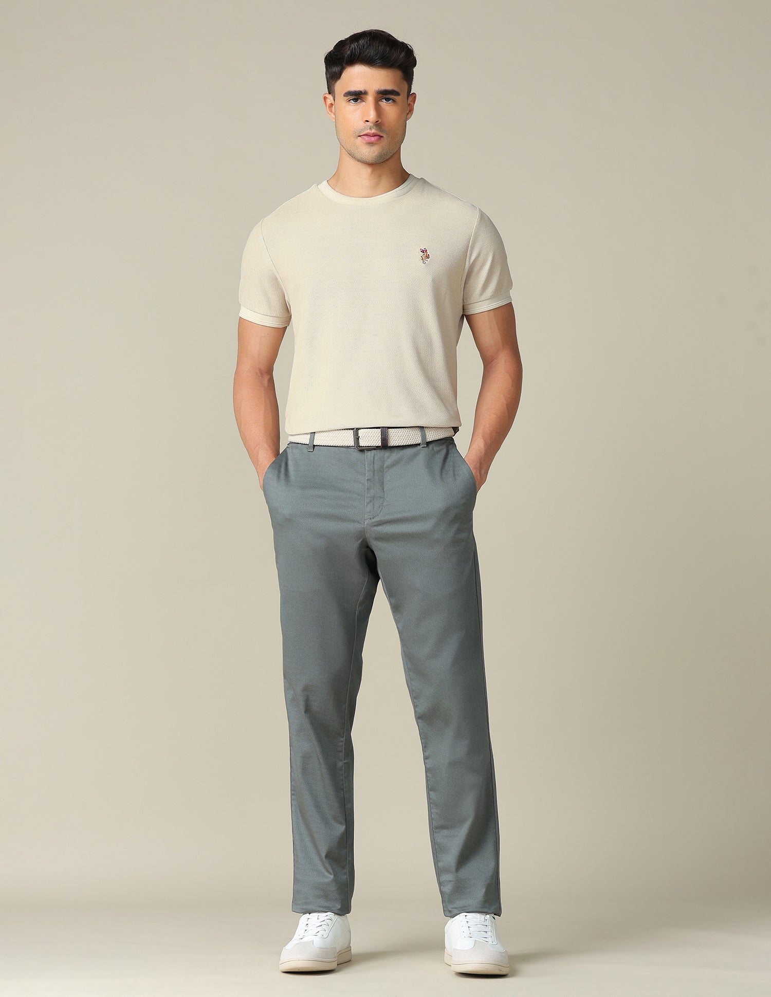 Pure Cotton Muscle Fit T- Shirt Beige - U.S. POLO ASSN. | Large