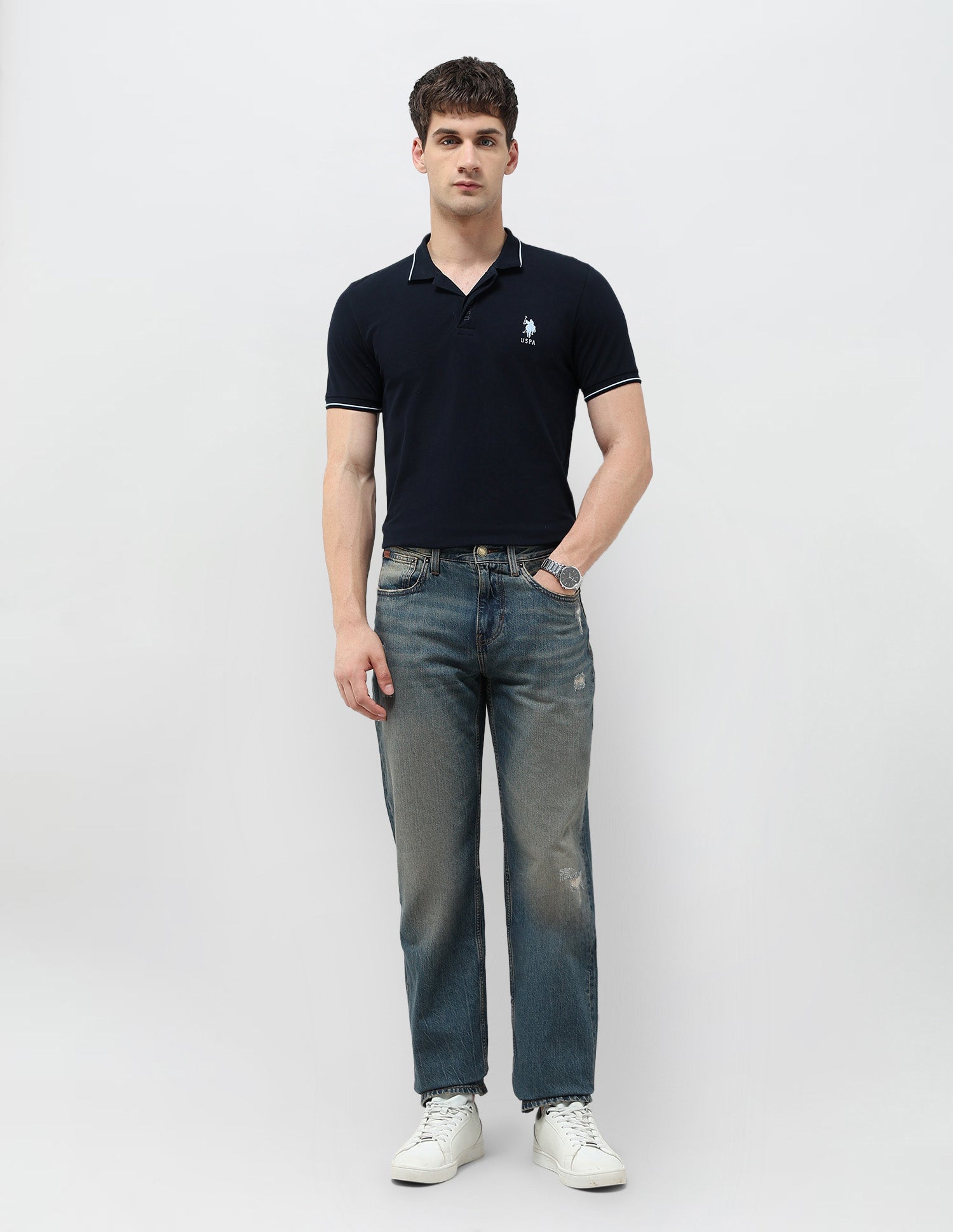 Shawn Relaxed Fit Blue Jeans Dark Blue - U.S. POLO ASSN. | Large