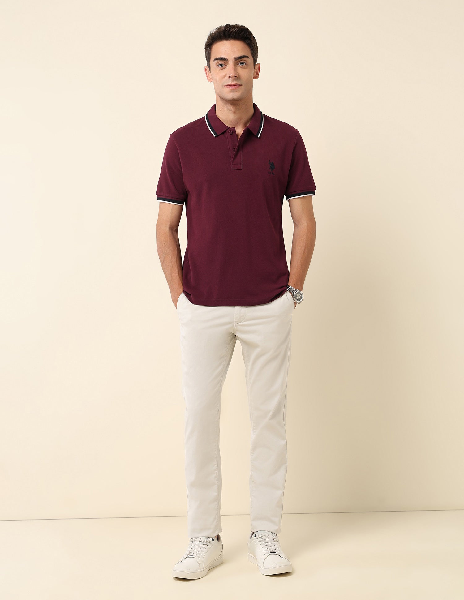 Pure Cotton Slim Fit Polo Shirt Maroon - U.S. Polo Assn. India | Large