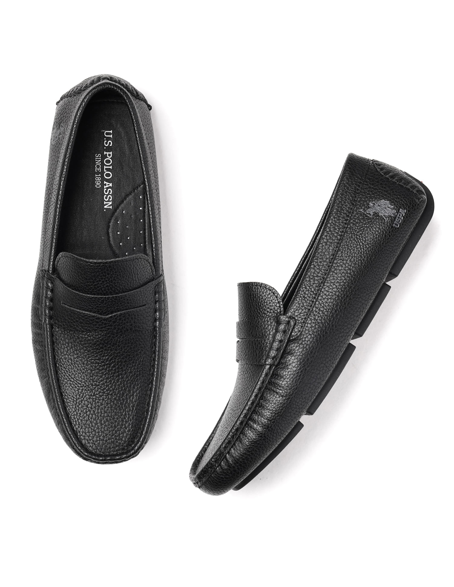 Men Kiger 2.0 Textured Loafers Black - U.S. Polo Assn. India | Large