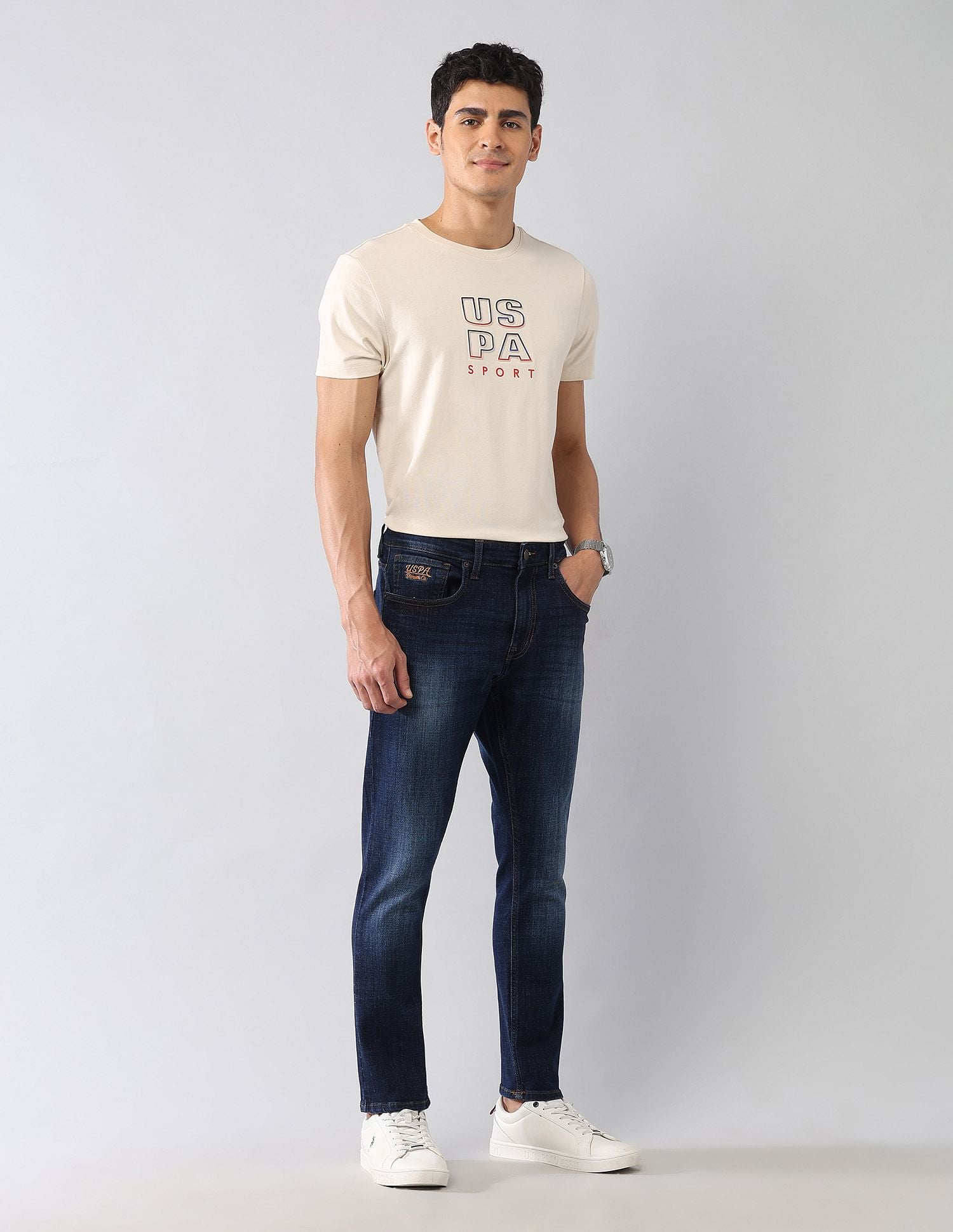 Henry Skinny Cropped Fit Blue Jeans Blue - U.S. POLO ASSN. | Large