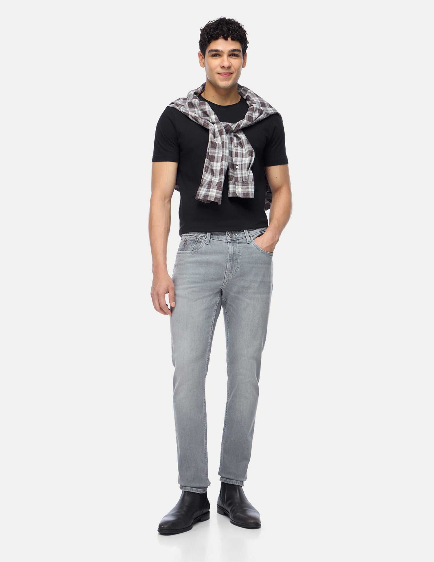 Brandon Slim-Tapered Fit Grey Jeans Washed Grey - U.S. Polo Assn. India | Large
