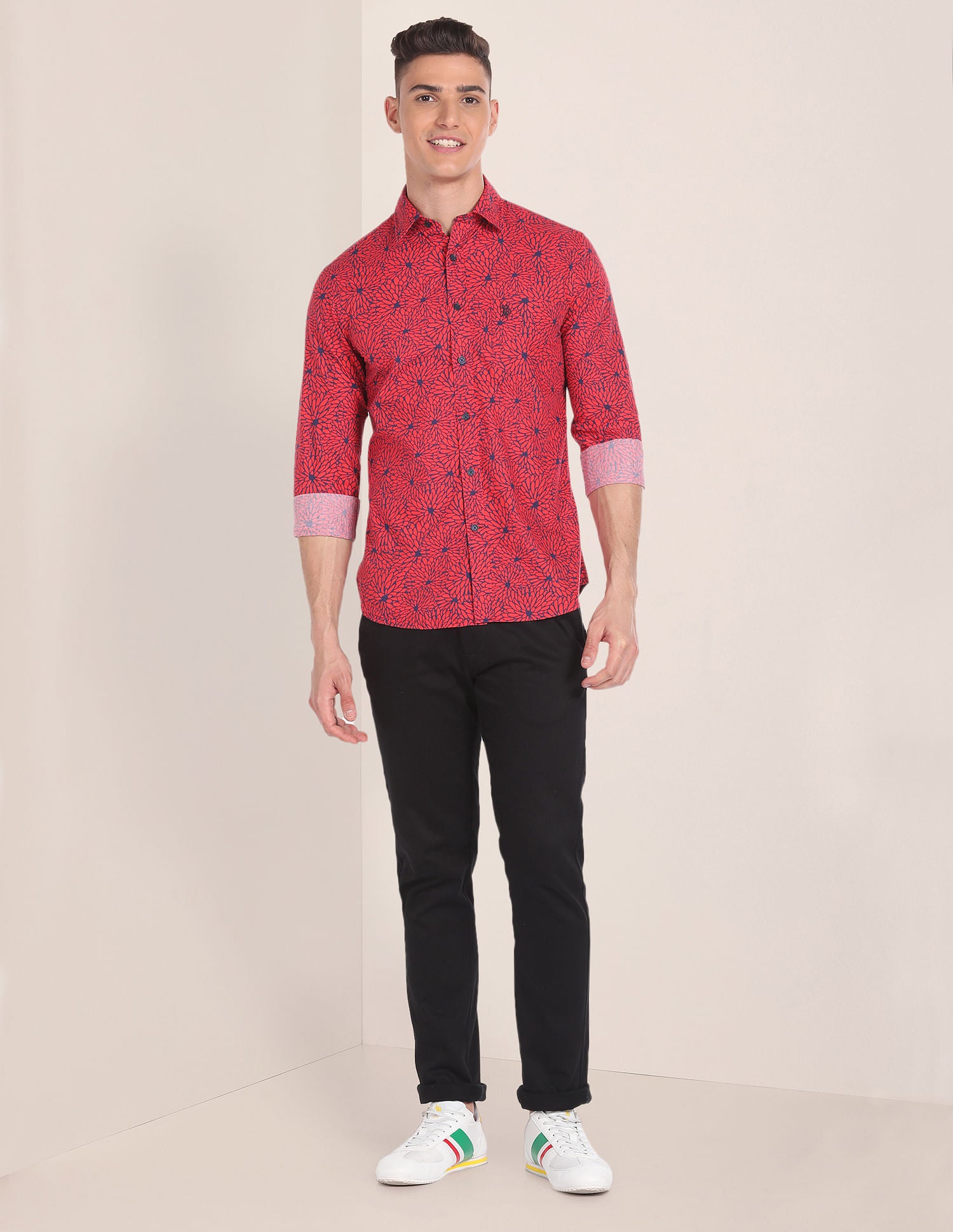 Graphic Print Cotton Shirt Red - U.S. POLO ASSN. | Large