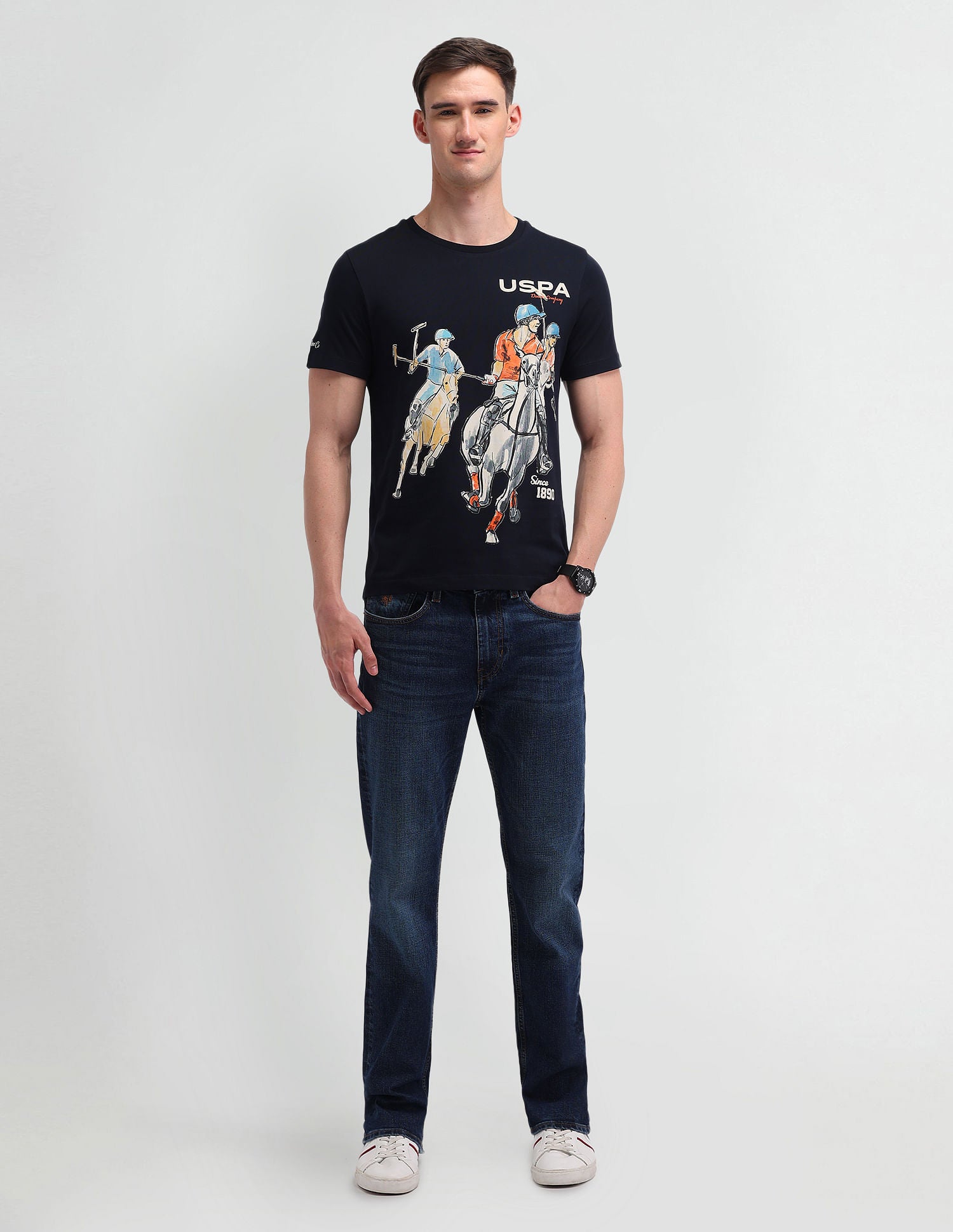 Muscle Fit Brand Print T-Shirt Navy - U.S. POLO ASSN. | Large