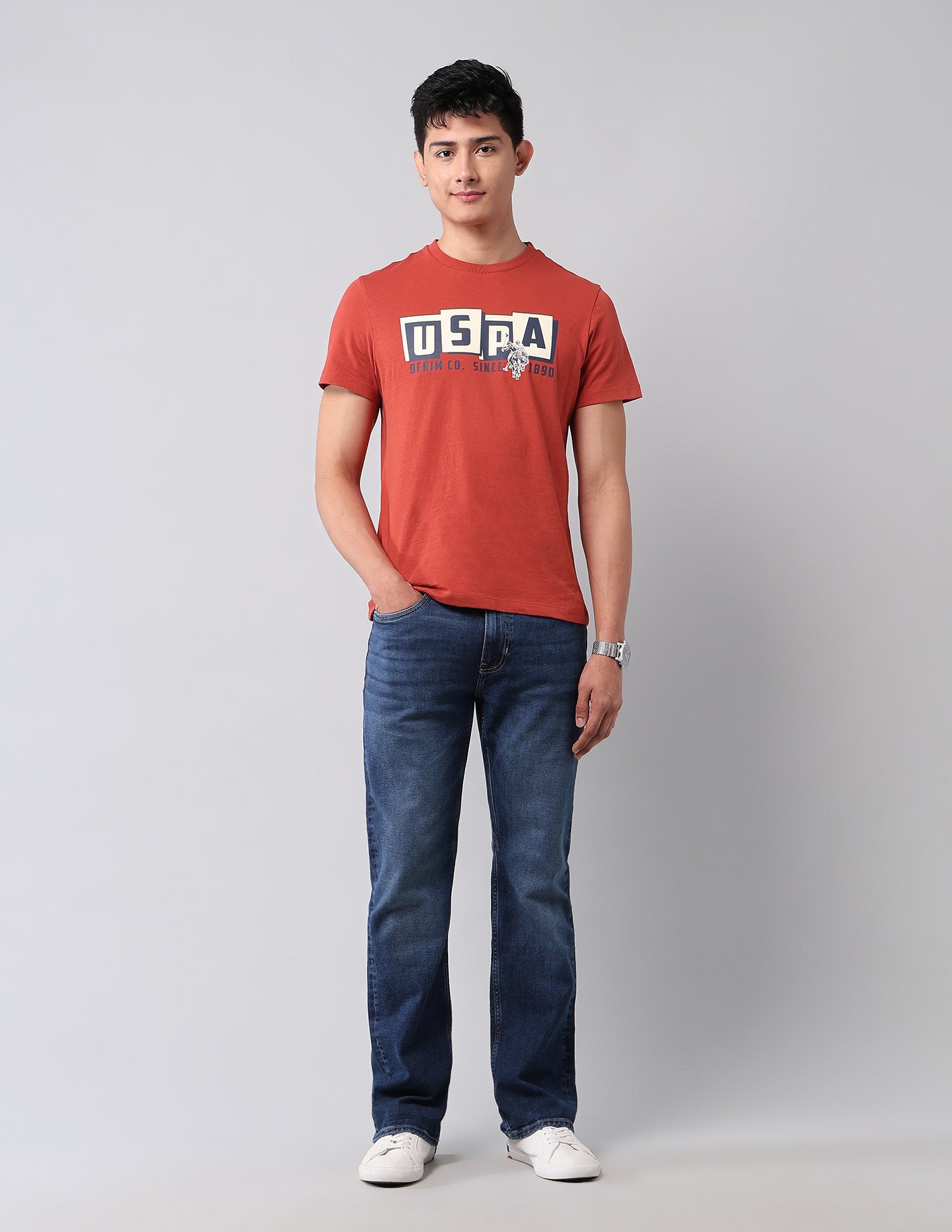 Brand Printed Muscle Fit T-Shirt Red - U.S. Polo Assn. India | Large