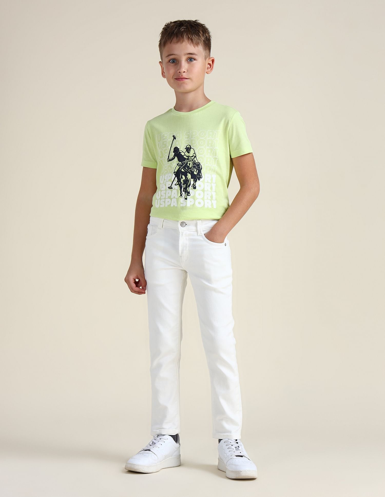 Boys Slim Fit Mid Rise Jeans White - U.S. POLO ASSN. | Large
