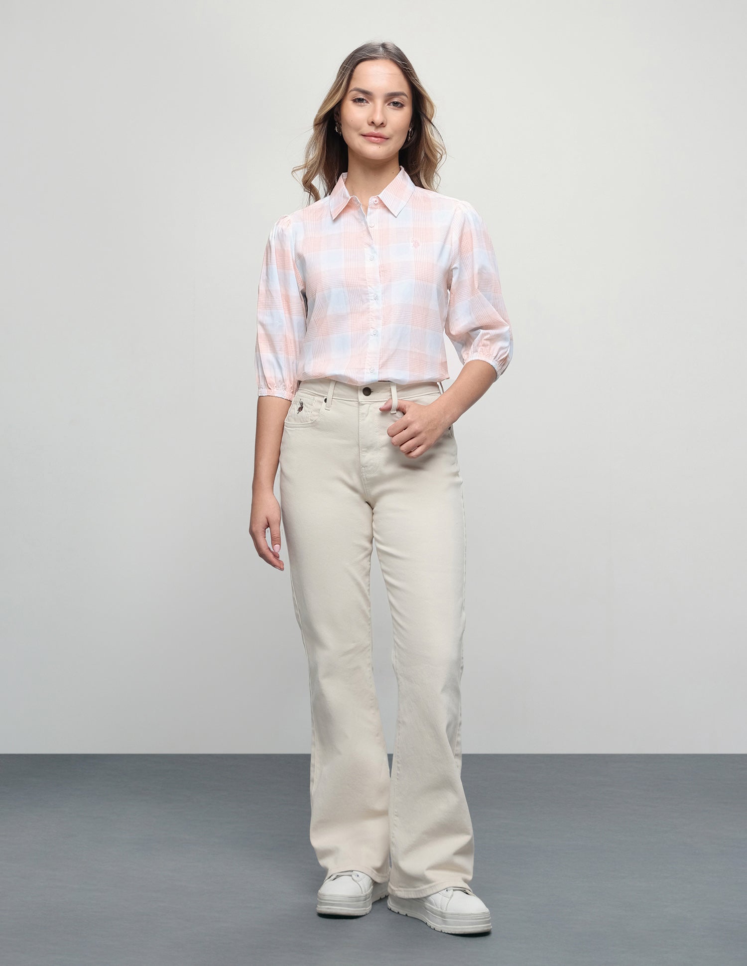 Plaid Checked Boyfriend Fit Shirt Orange - U.S. Polo Assn. India | Large