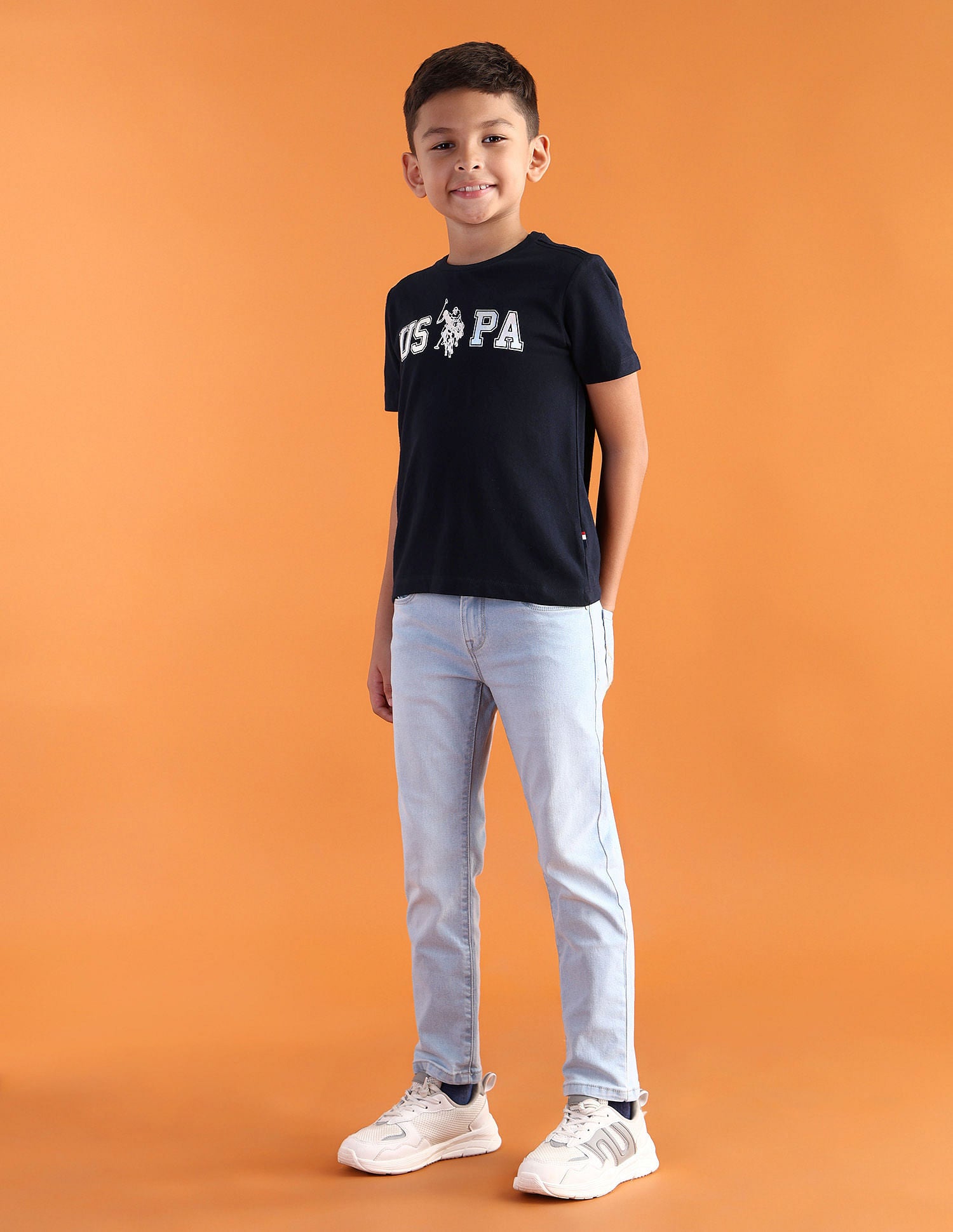 Boys Pure Cotton Regular T-shirt Blue - U.S. Polo Assn. India | Large