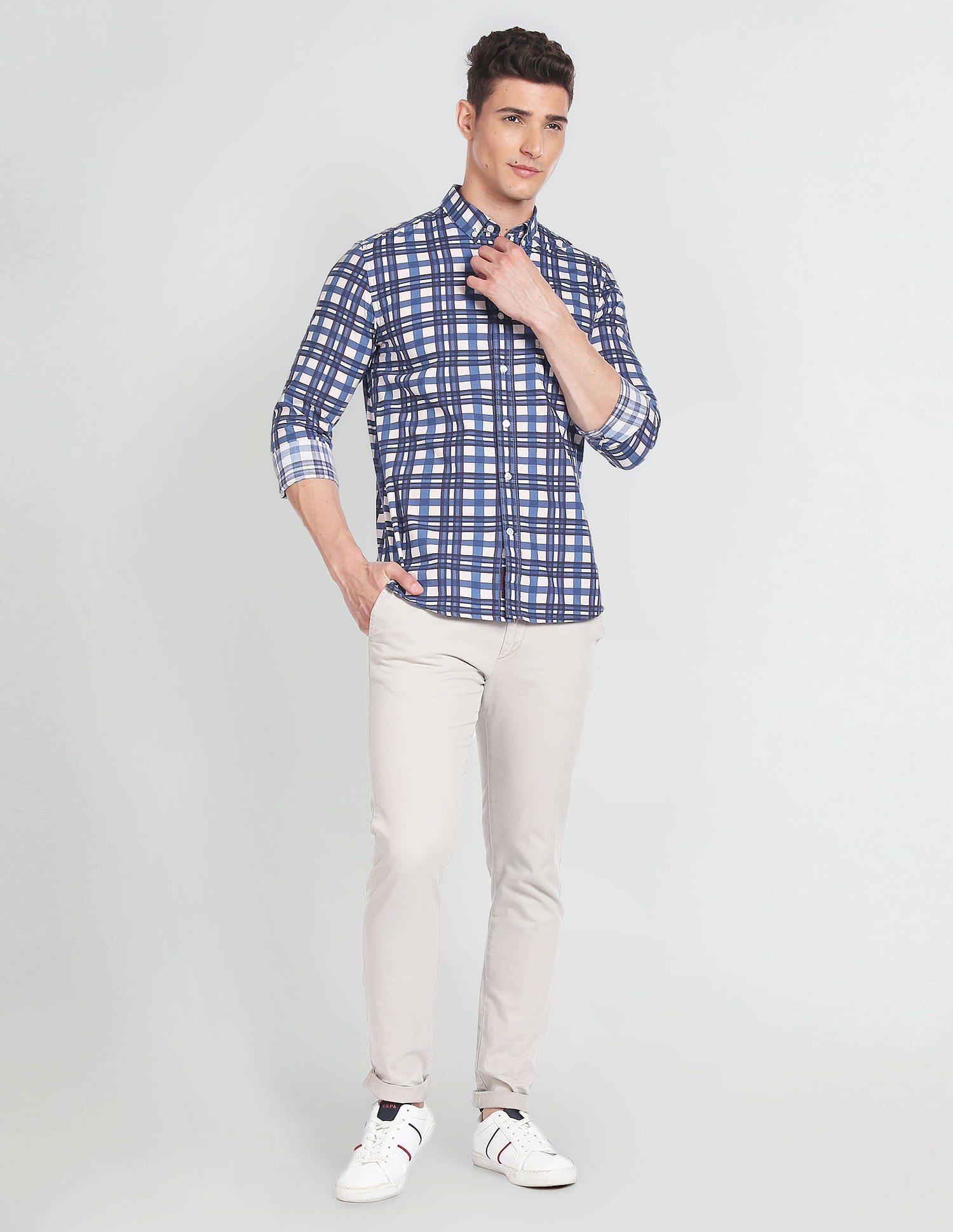 Slim Fit Plaid Shirt Blue - U.S. POLO ASSN. | Large