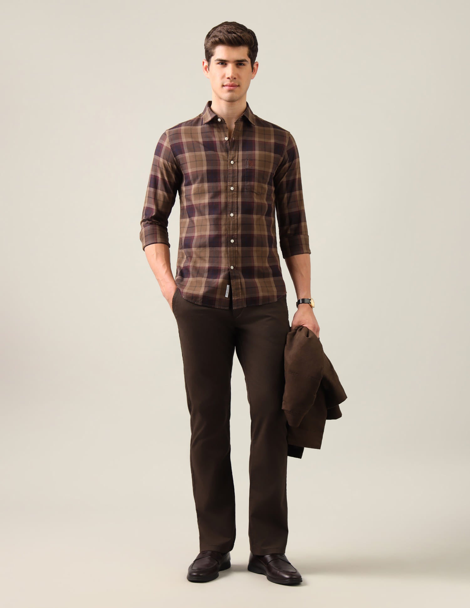 Tartan Checked Regular Fit Shirt Brown - U.S. Polo Assn. India | Large
