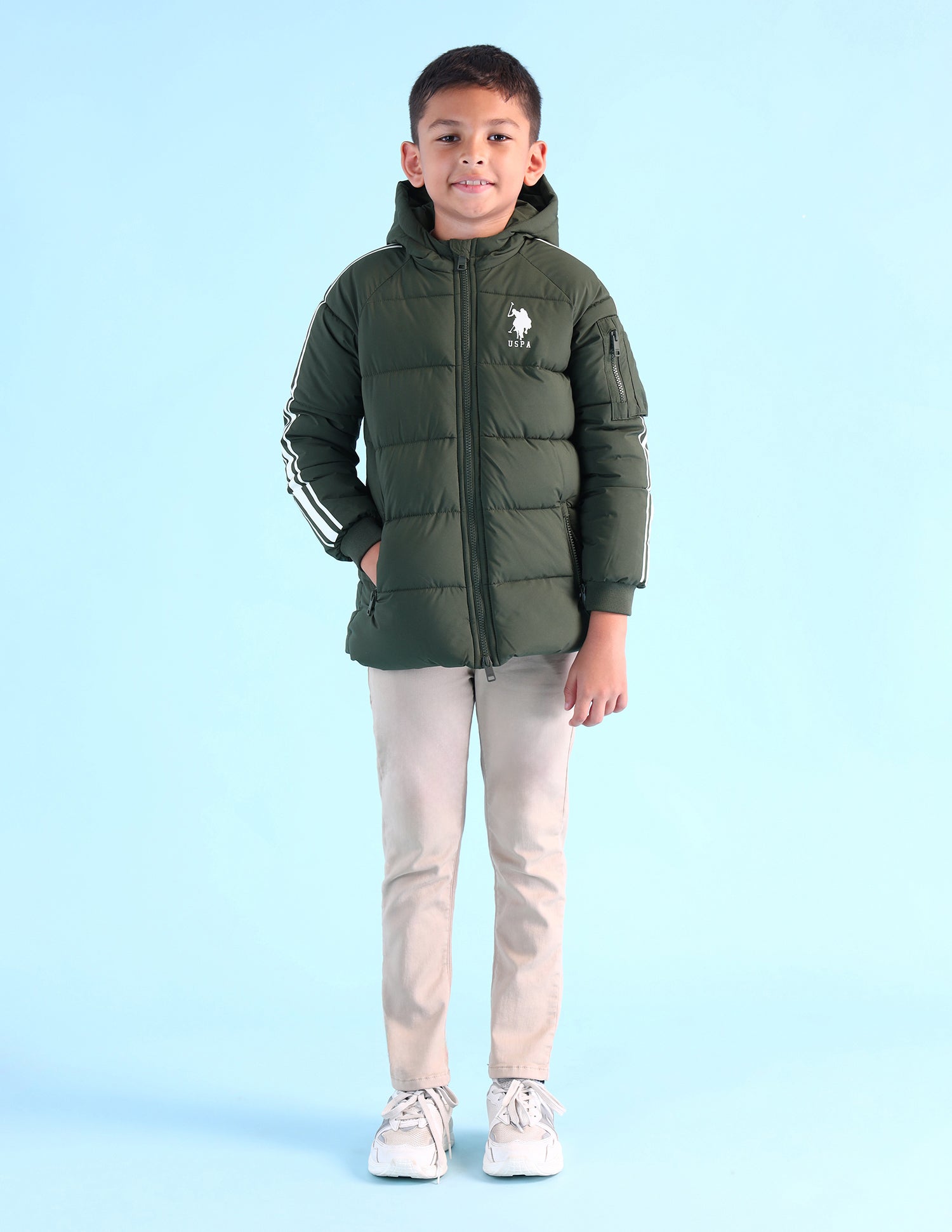 Boys Solid Regular Fit Jacket Dark Green - U.S. POLO ASSN. | Large