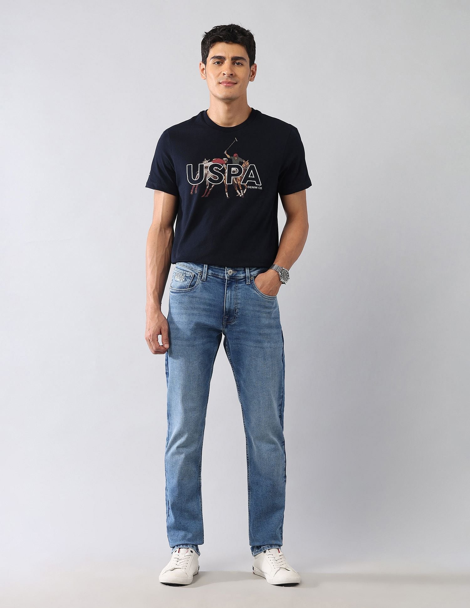 Brandon Slim Tapered Fit Blue Jeans Blue - U.S. POLO ASSN. | Large