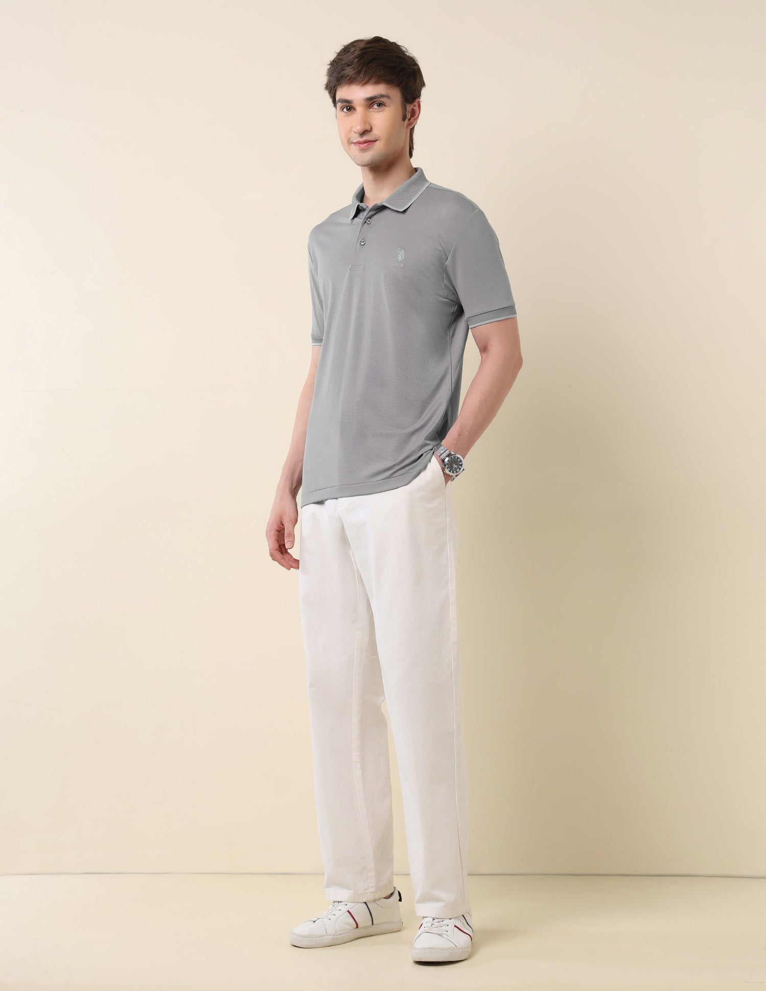 Solid Monochrome Majesty Polo Shirt Grey - U.S. Polo Assn. India | Large