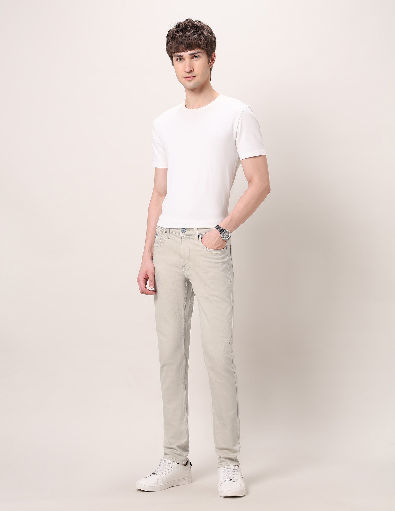 Brandon Slim Tapered Fit Beige Jeans Light Beige - U.S. POLO ASSN. | Large