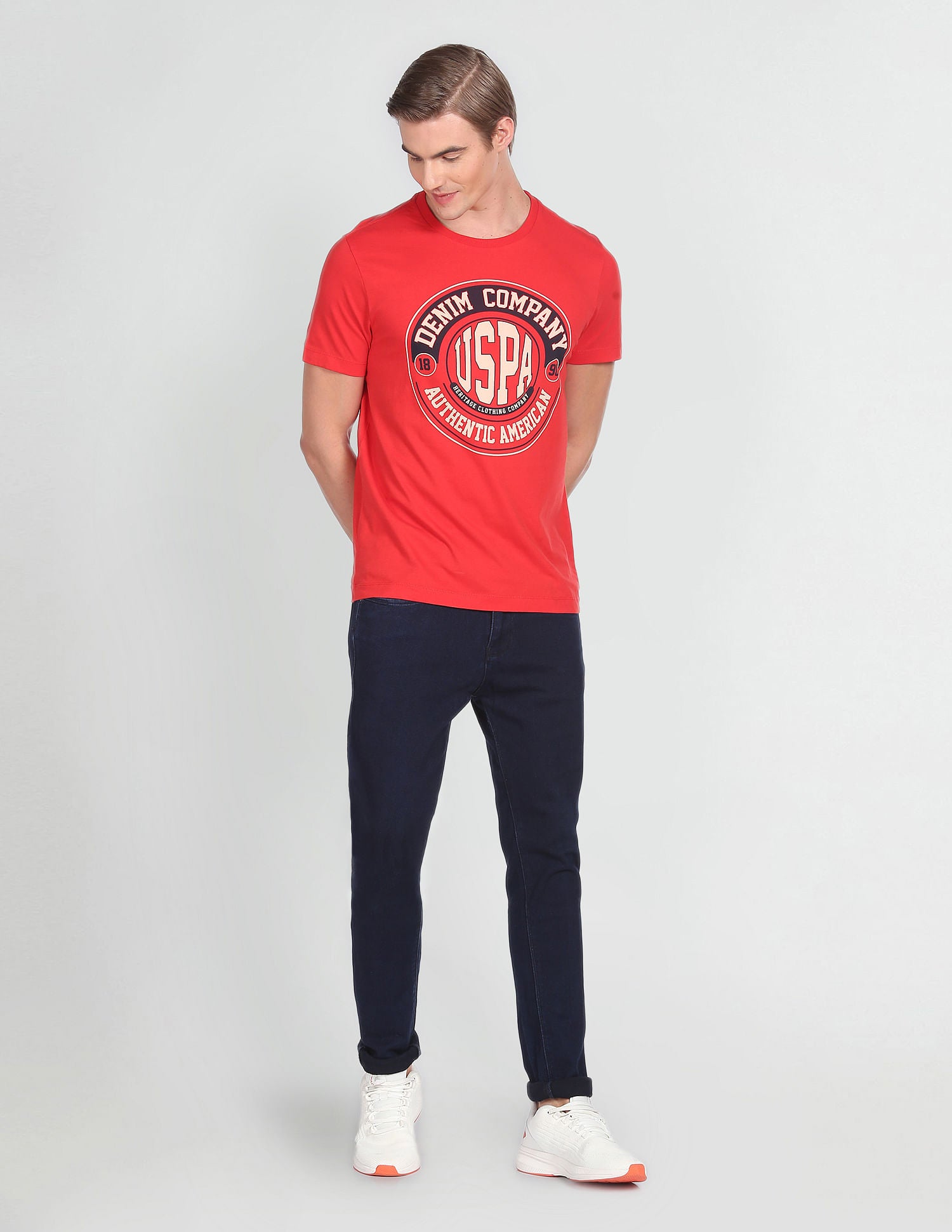 Graphic Print Cotton T-Shirt Red - U.S. Polo Assn. India | Large