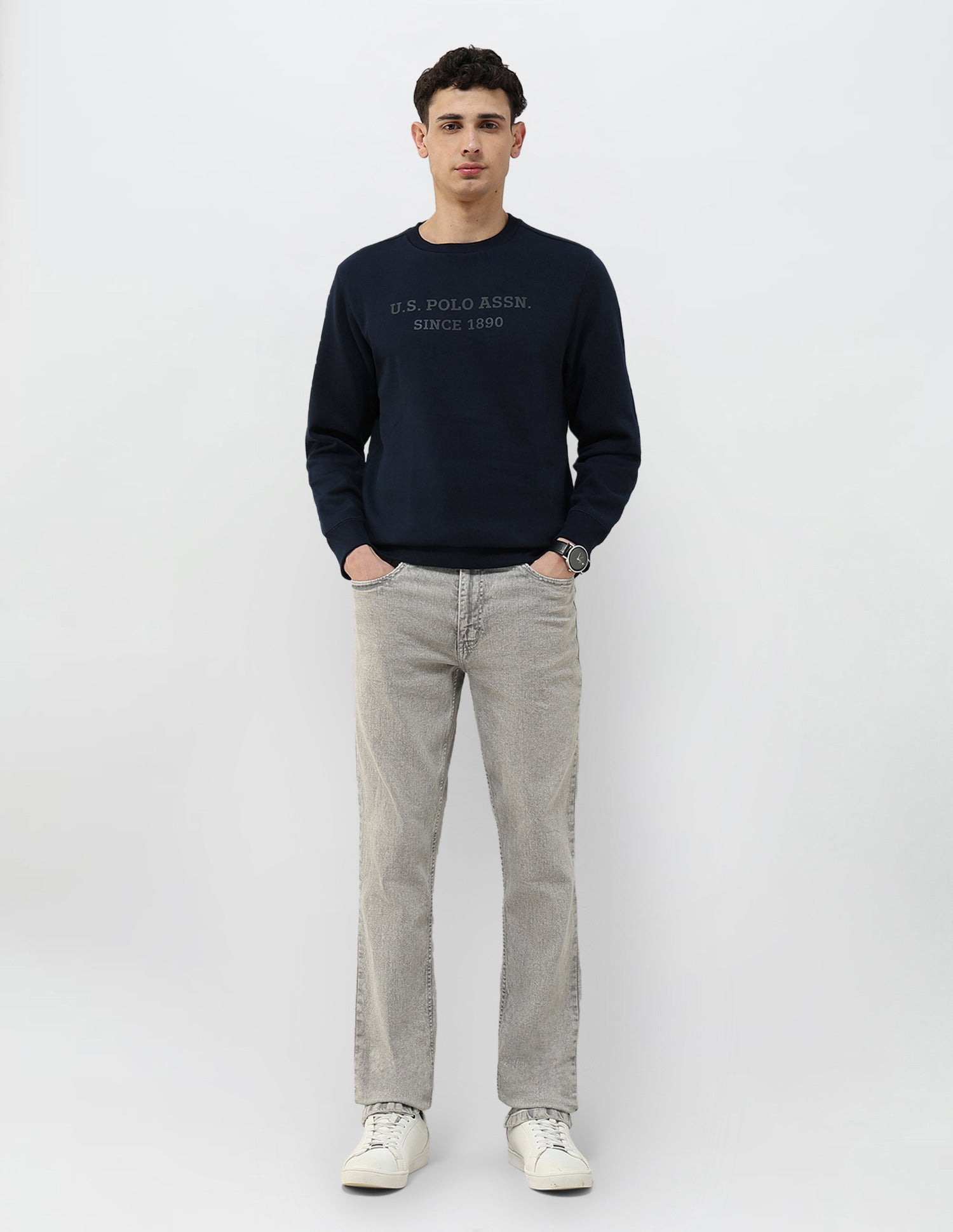 Brand Embossed Regular Fit Sweatshirt Navy - U.S. POLO ASSN. | Large