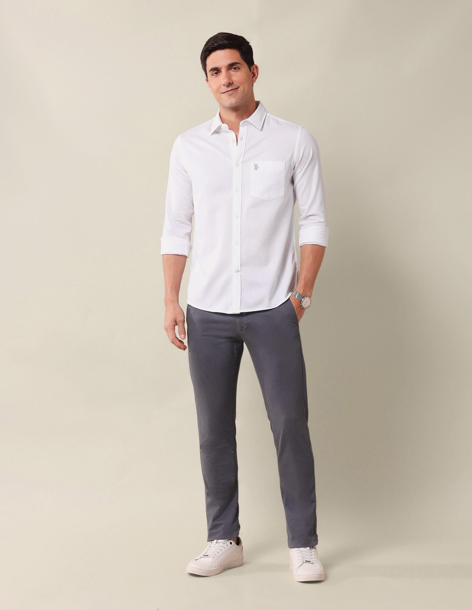 Solid Tailored Fit Shirt White - U.S. Polo Assn. India | Large