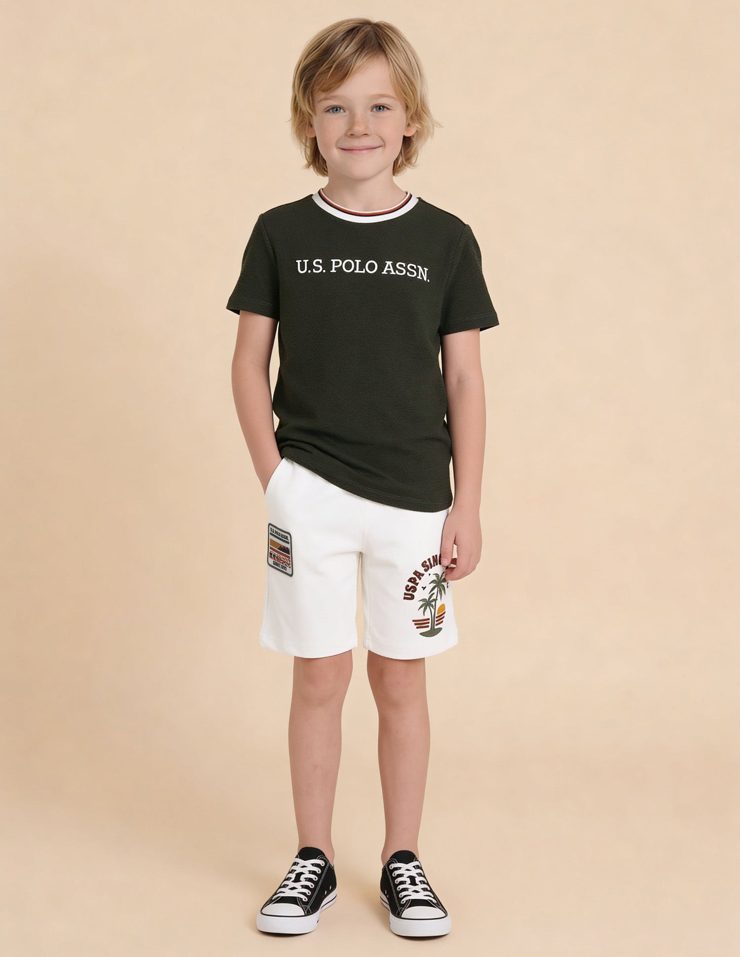 Self Design Brand Embroidered Regular Fit T-Shirt Dark Green - U.S. Polo Assn. India | Large