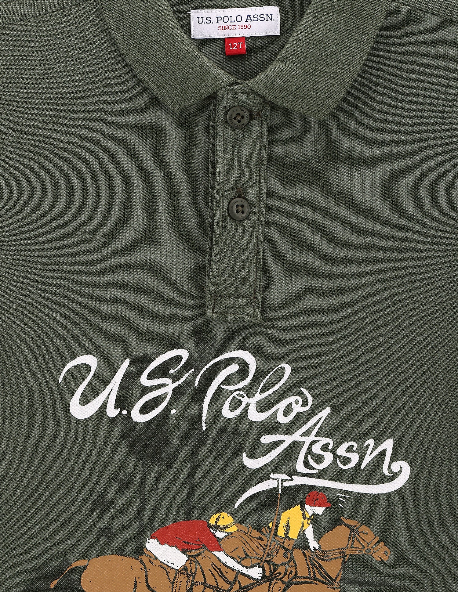 Boys Graphic Print Polo Shirt Olive - U.S. POLO ASSN. | Large