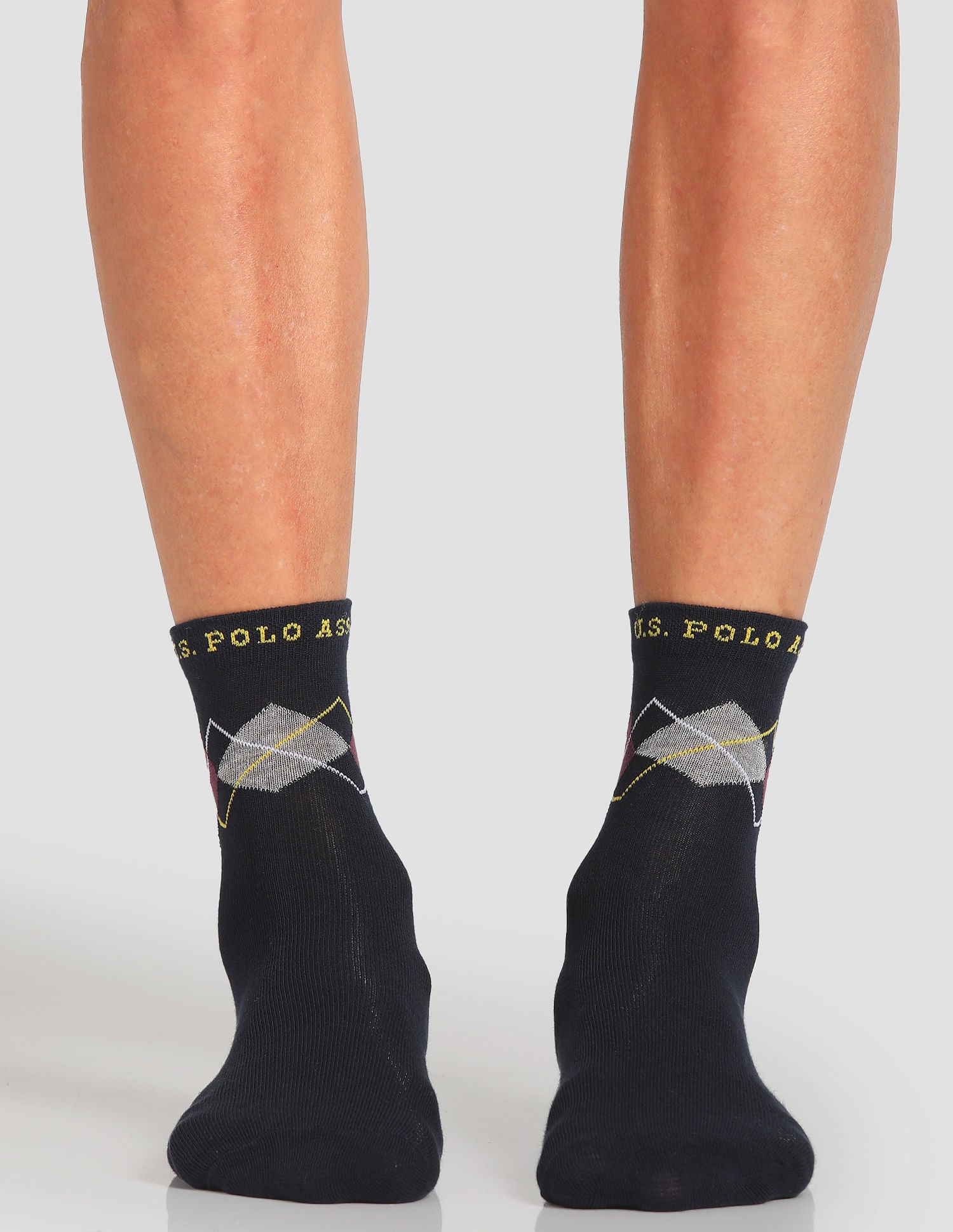 Aloe Finish Ankle Length ES002 Socks - Pack Of 3 Black, Red and Navy - U.S. POLO ASSN. | Large