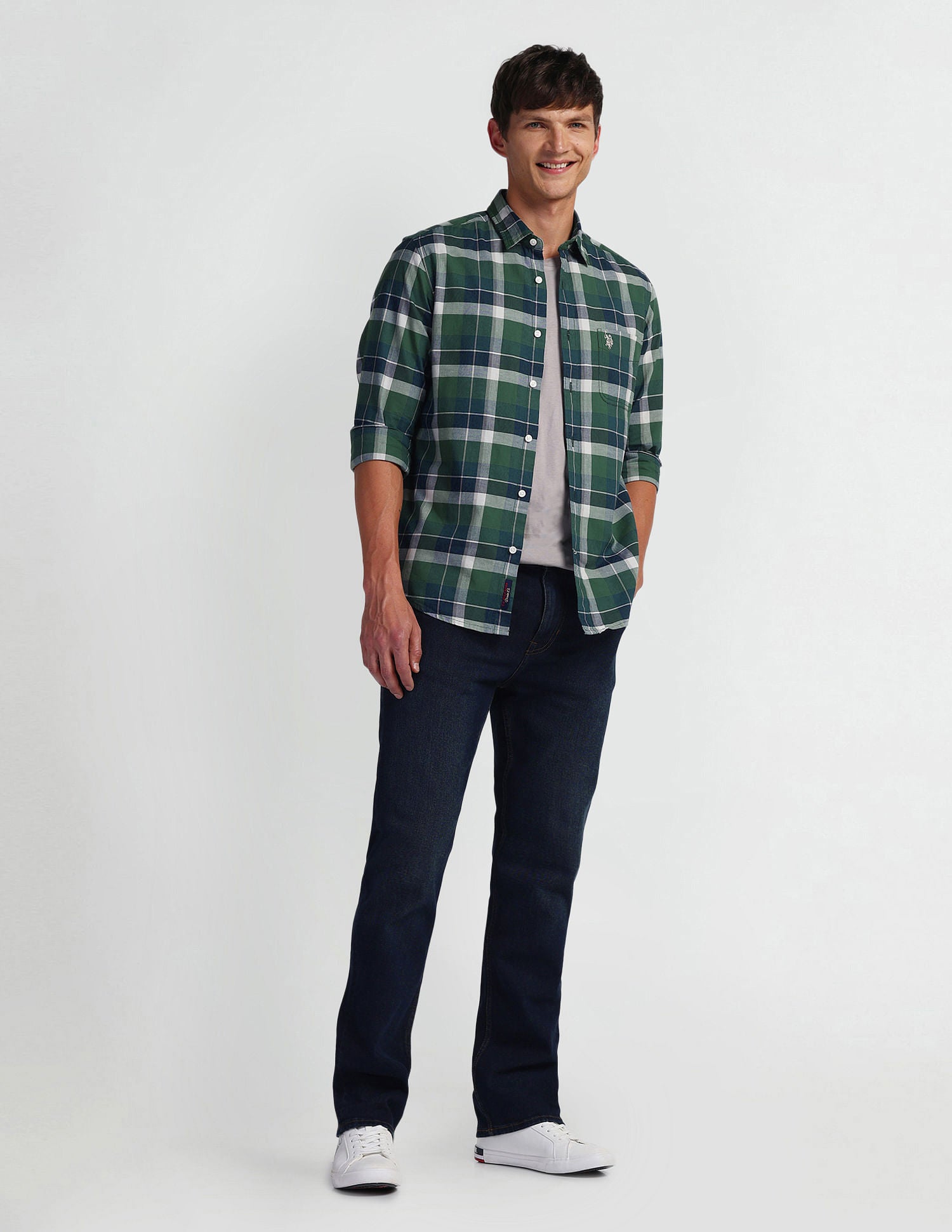 Tartan Check Slim Fit Shirt Navy - U.S. Polo Assn. India | Large