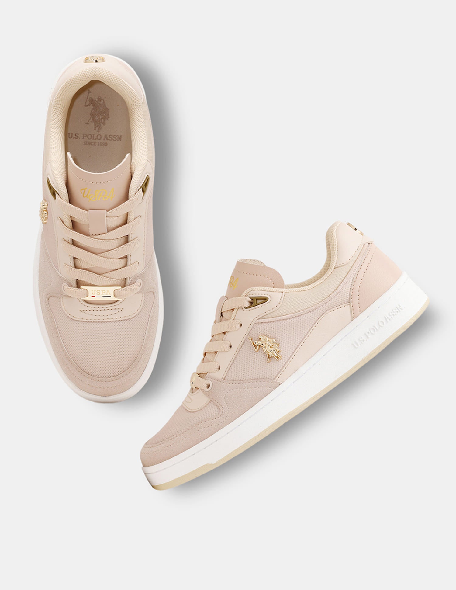 Women Della Round Toe Lace Ups Sneakers Nude - U.S. Polo Assn. India | Large