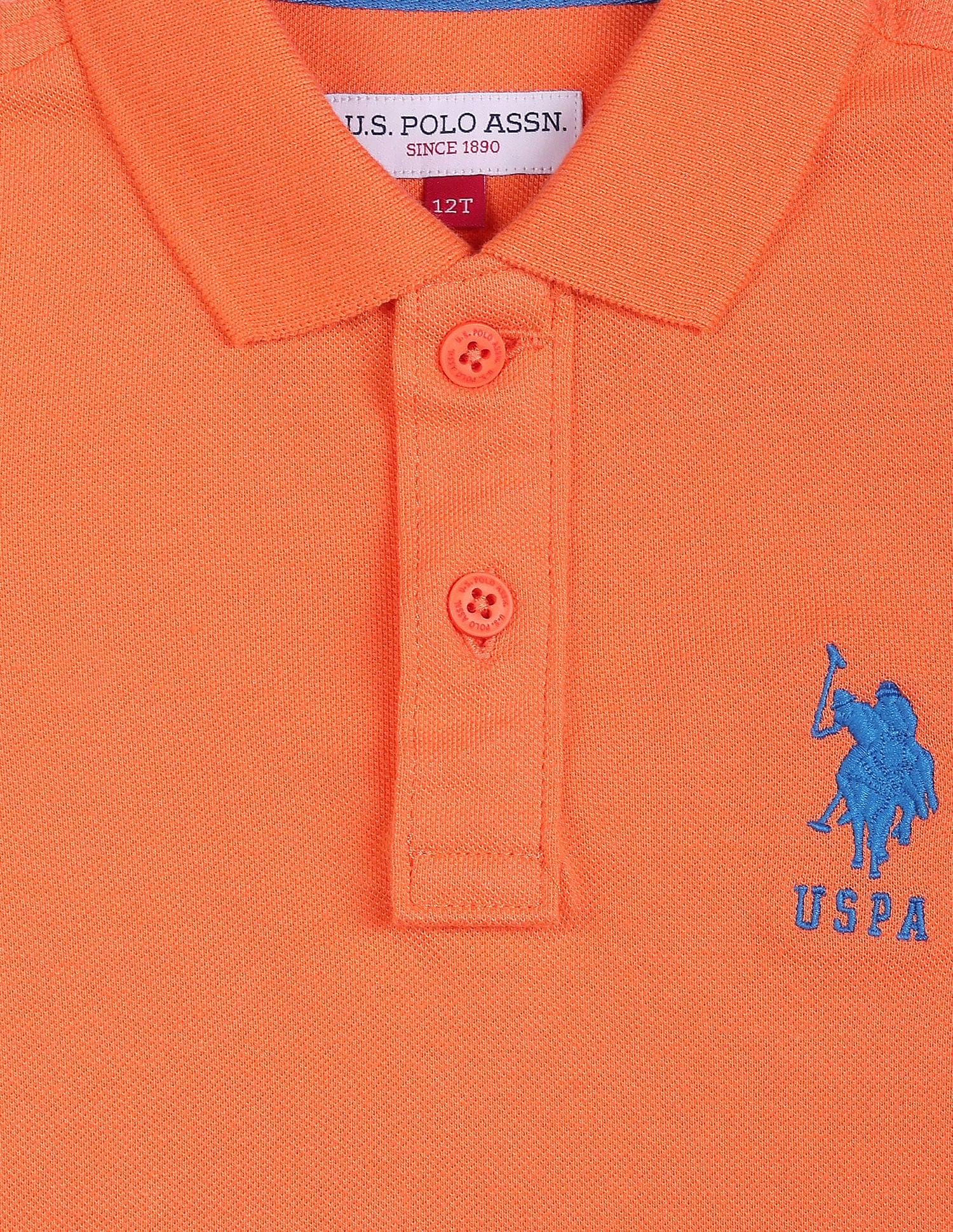 Pure Cotton Solid Polo Shirt Orange - U.S. POLO ASSN. | Large